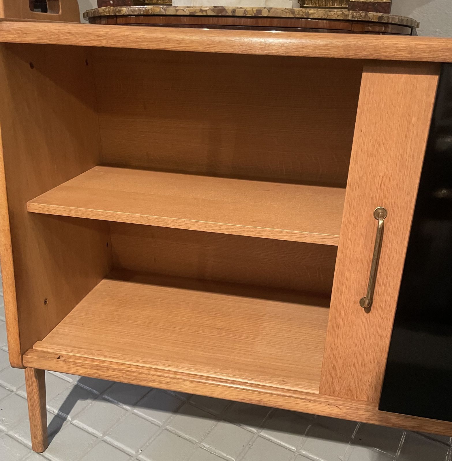Pair Of Oak Sideboards With Sloping Front, Sliding Doors, One Of Them Lacquered photo buy