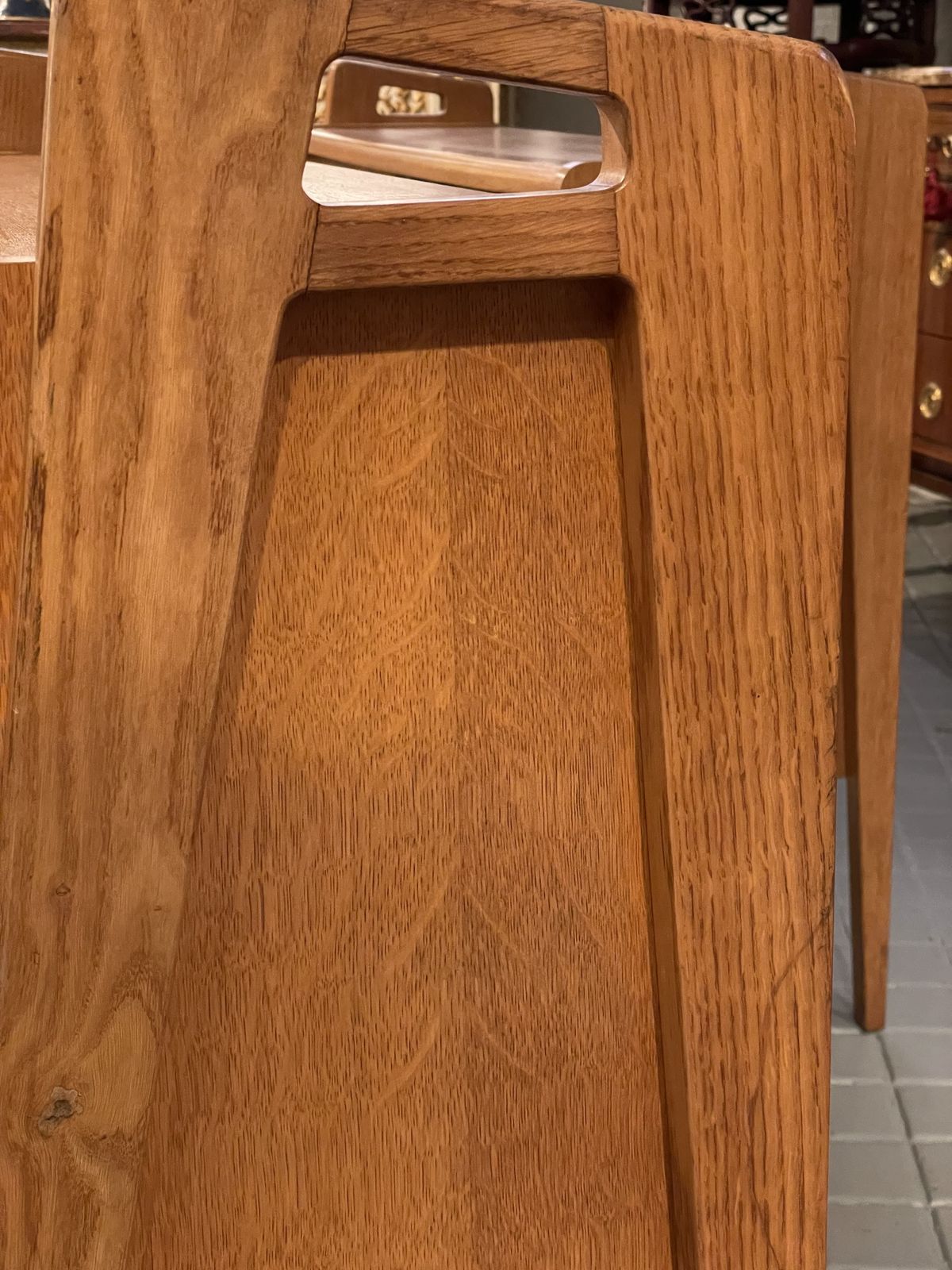 Furniture Pair Of Oak Sideboards With Sloping Front, Sliding Doors, One Of Them Lacquered photo