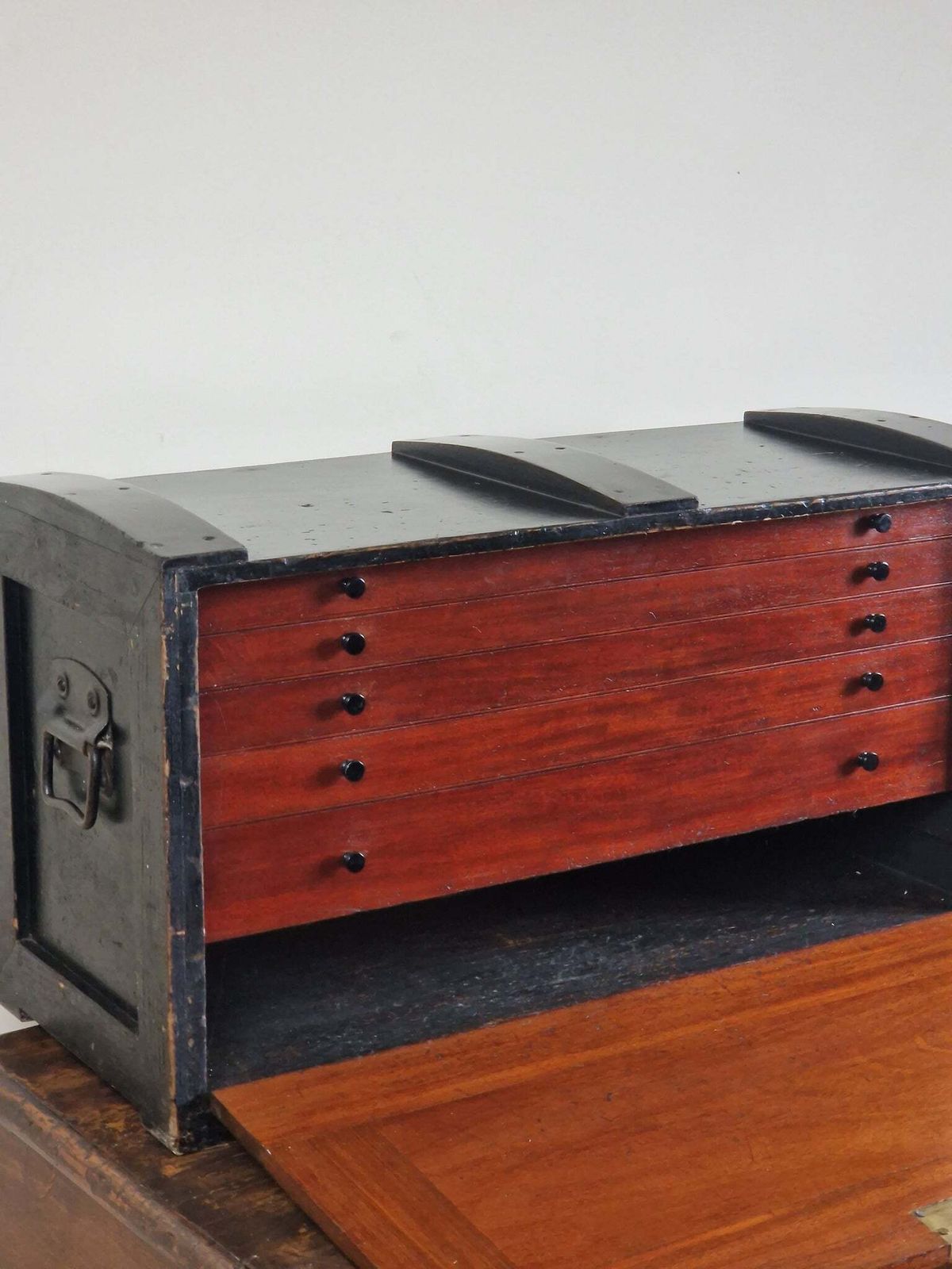 Antique Ebonised & Mahogany Engineers/Collectors Chest/Box photo Furniture