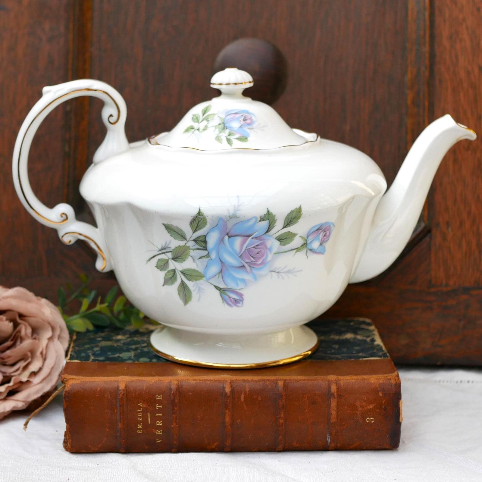 Large Vintage Paragon Tea Pot With 'Blue Moon' Decoration Designed By Harry Wheatcroft English Fine Bone China Afternoon Tea photo for sale