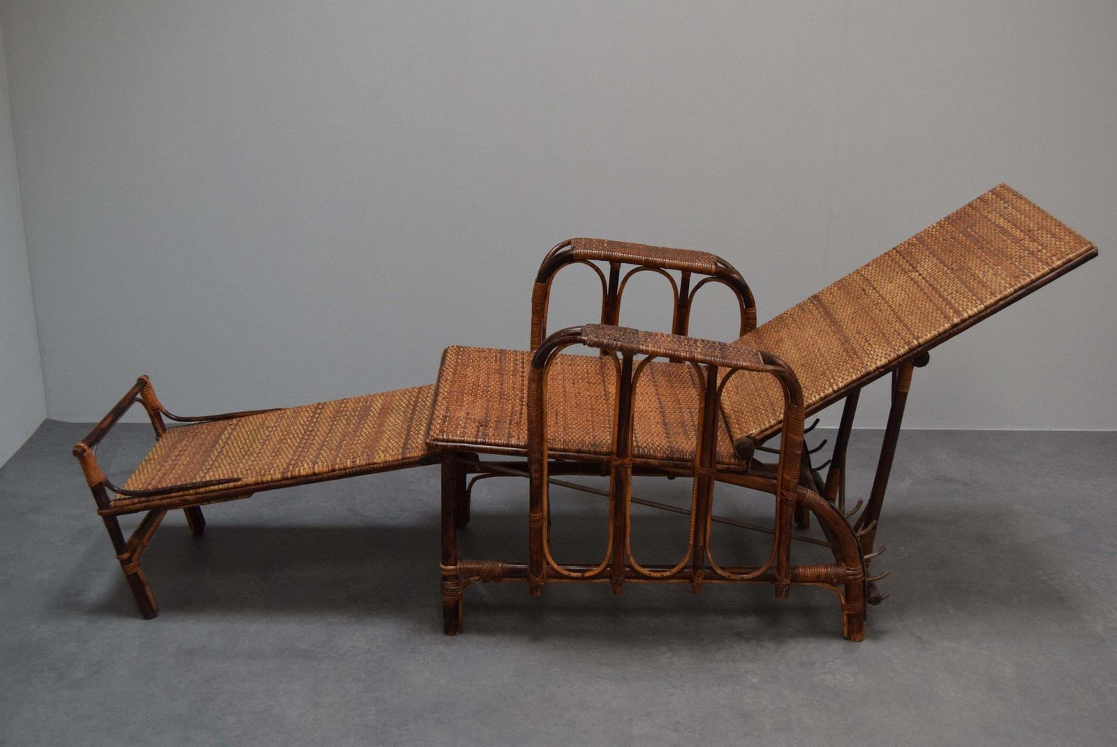 Rare Vintage Bauhaus Rattan & Bamboo Chair With Ottoman By Erich Dieckmann, 1930 photo 1835.0
