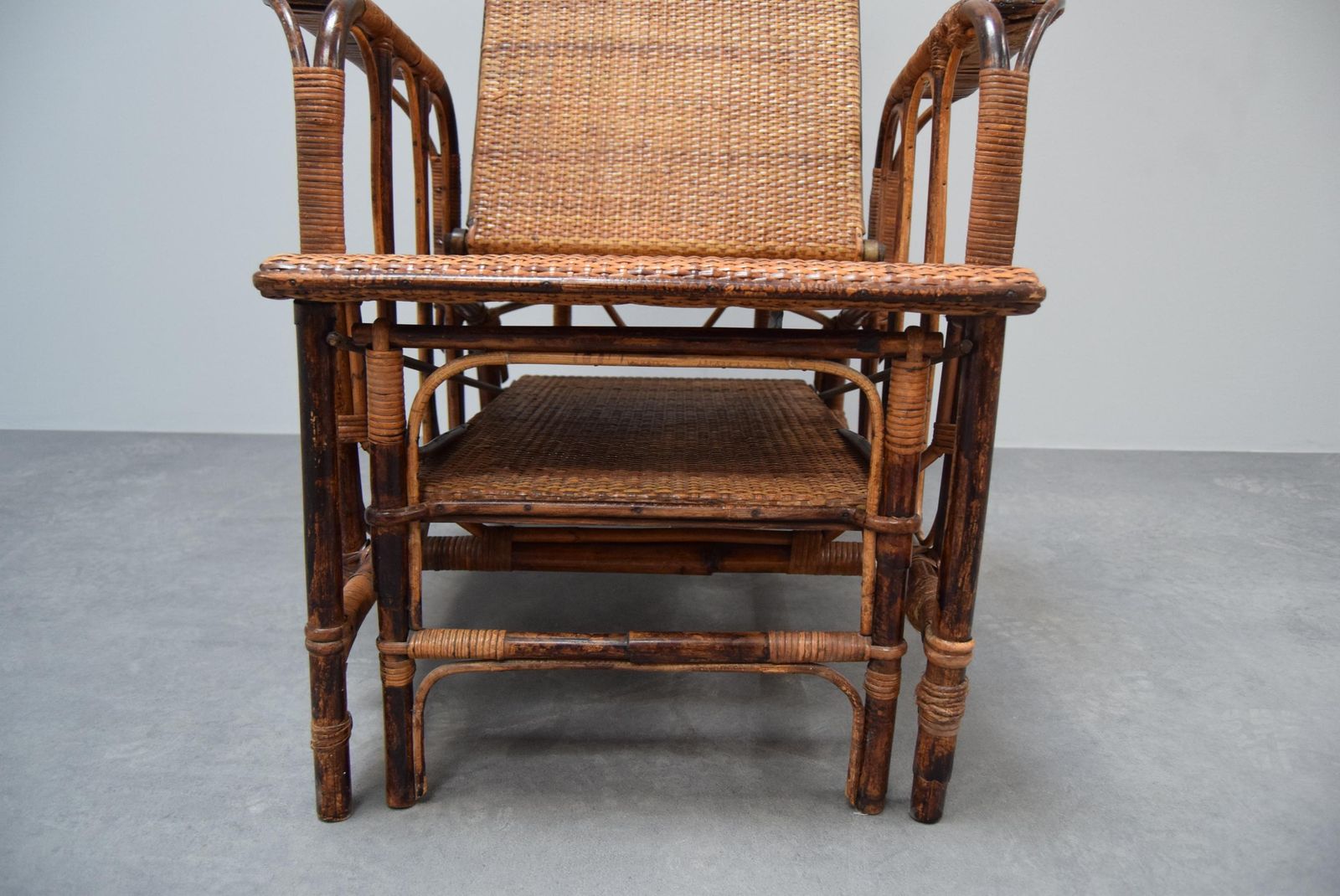 photo buy Rare Vintage Bauhaus Rattan & Bamboo Chair With Ottoman By Erich Dieckmann, 1930