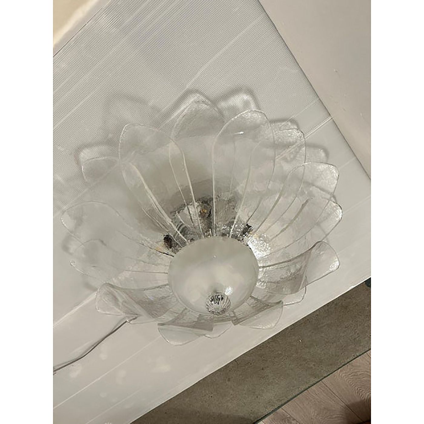 Lot Of 2 Murano Style Glass Sputnik Chandelier Flush Mount, Mazzega Zuccheri Venini Barovier Style photo vintage