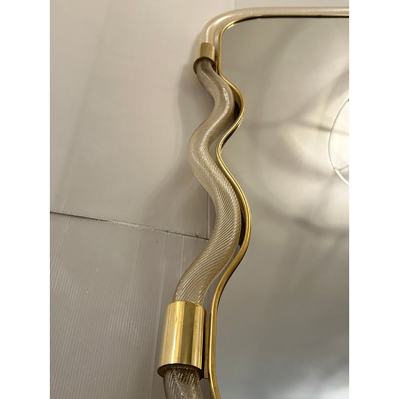 Wave Mirror In Gold "Torchon" Torciglione Murano Style Glass Design By Simoeng photo furniture