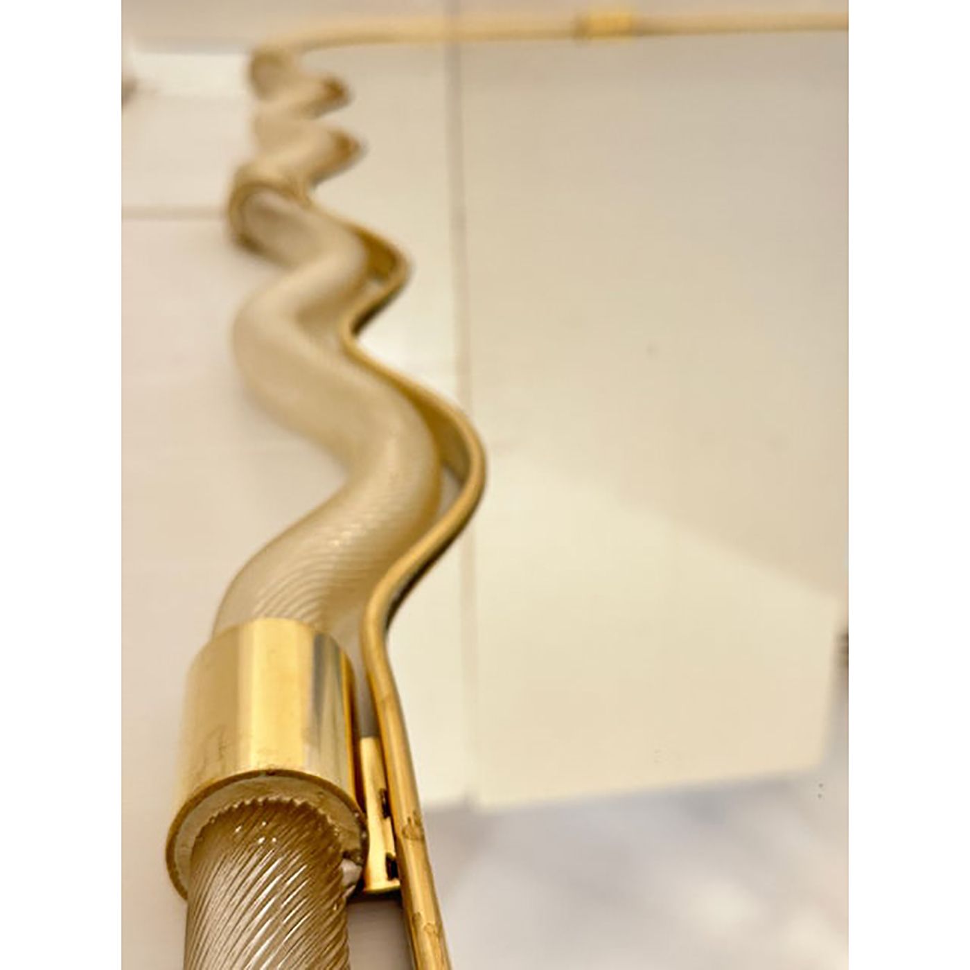 Wave Mirror In Gold "Torchon" Torciglione Murano Style Glass Design By Simoeng photo for sale