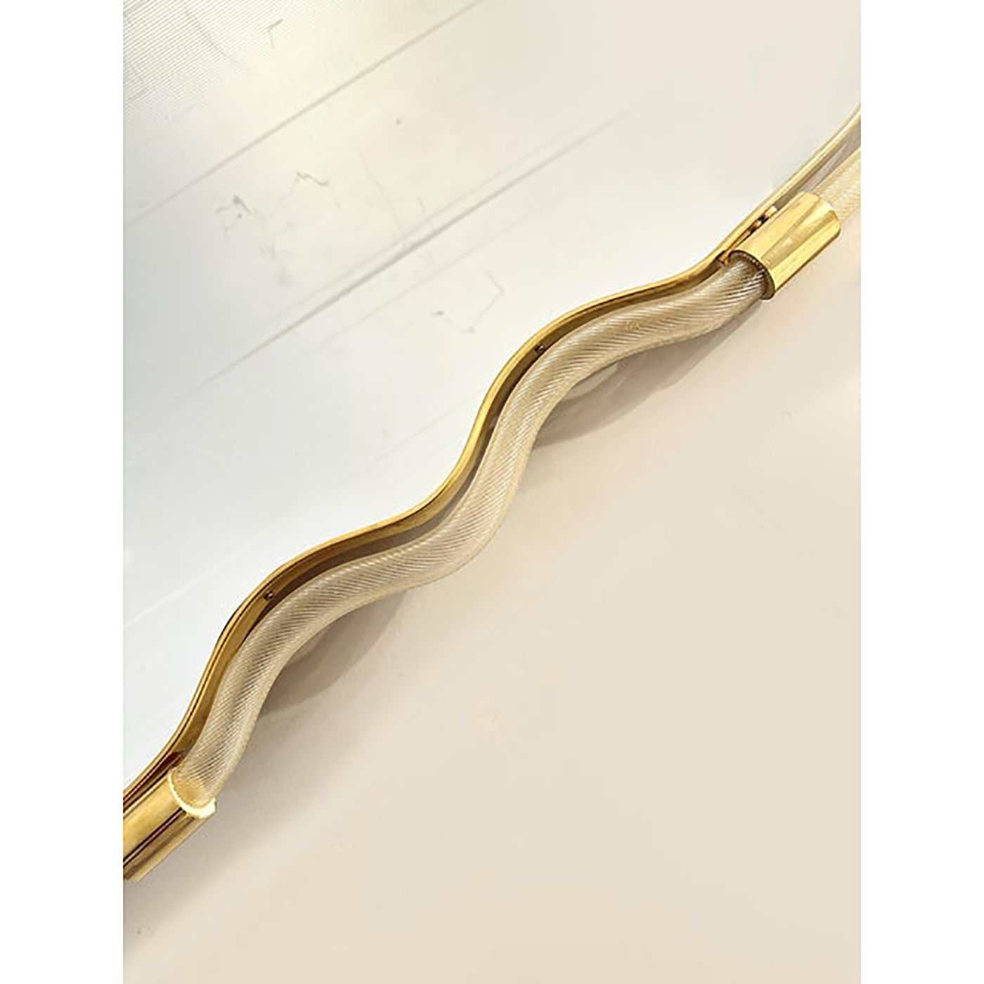 Wave Mirror In Gold "Torchon" Torciglione Murano Style Glass Design By Simoeng photo Home Decor