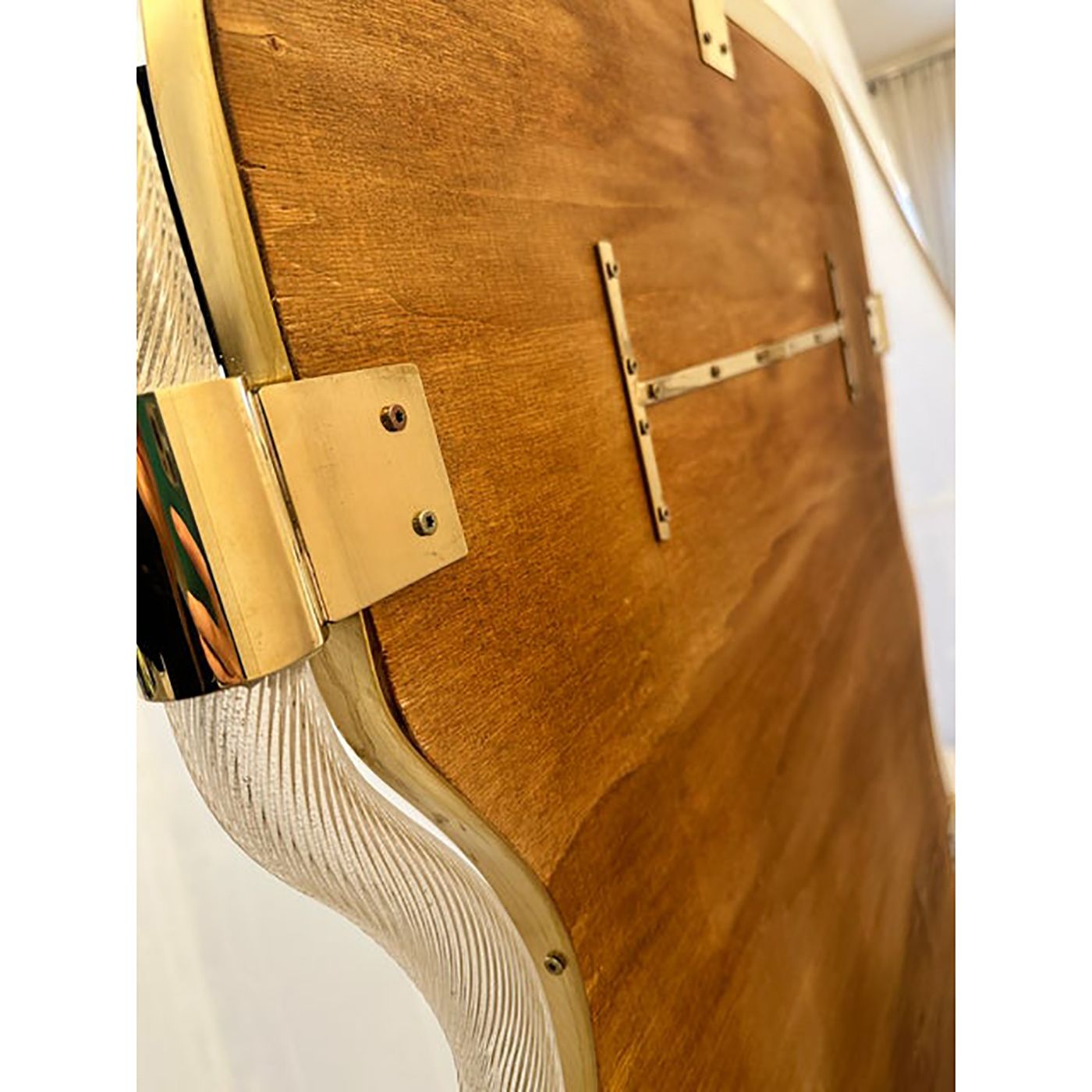 Home Decor Wave Mirror In Gold "Torchon" Torciglione Murano Style Glass Design By Simoeng photo