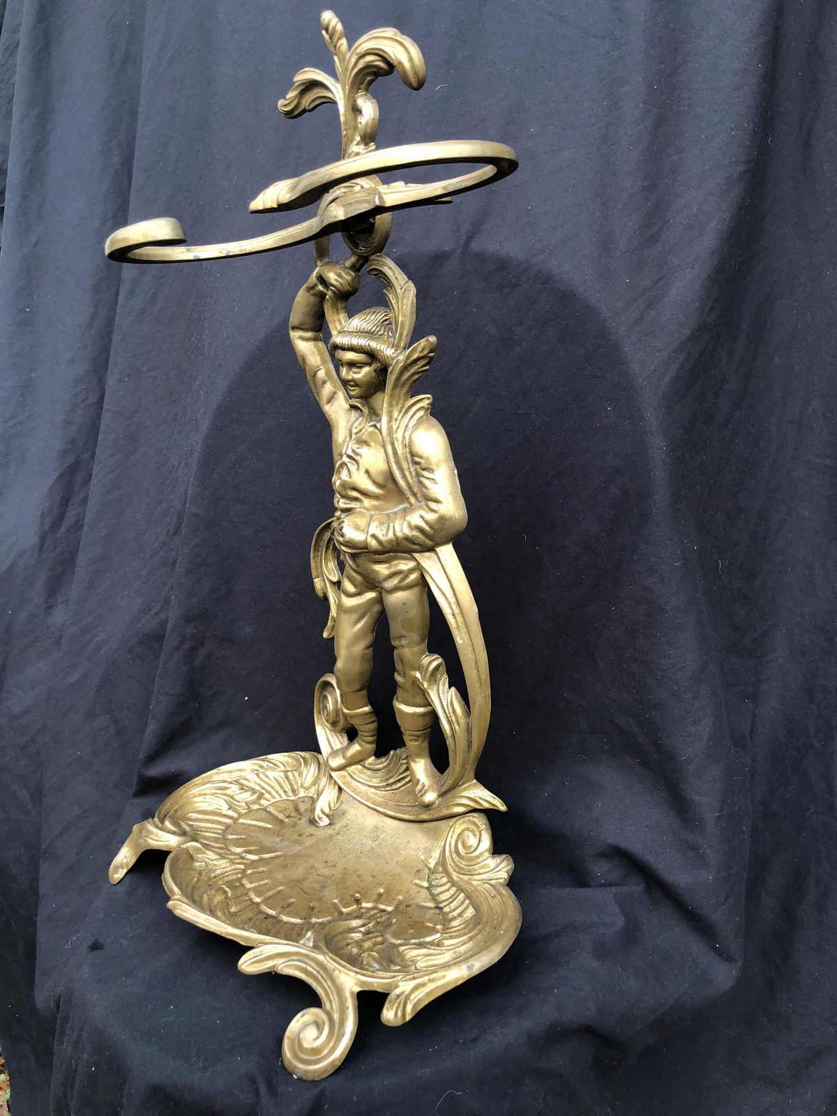 Early 20th Century French Ornate Brass Umbrella Stand photo furniture