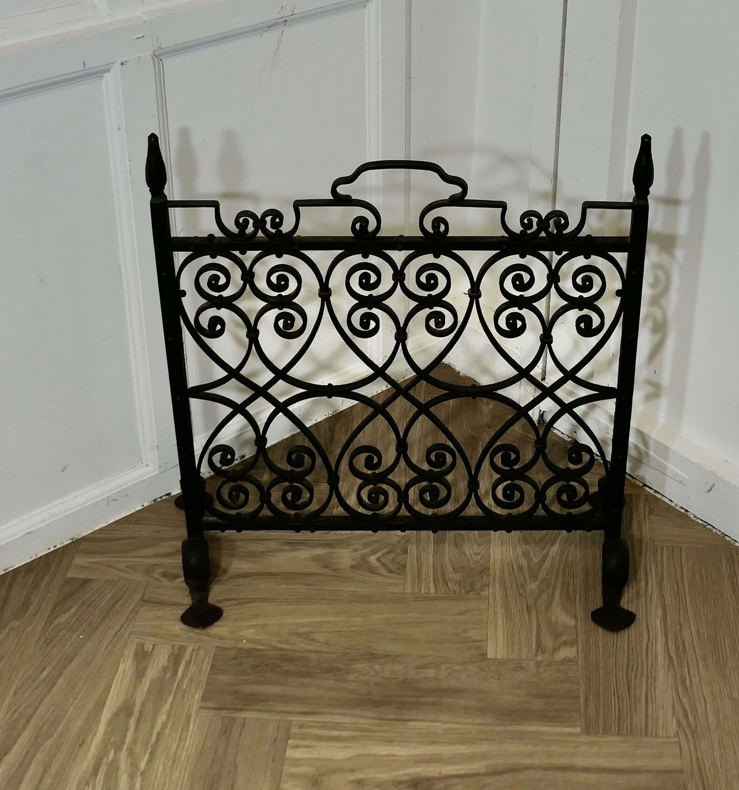 Very Heavy Old Gothic Wrought Iron Fire Screen photo furniture