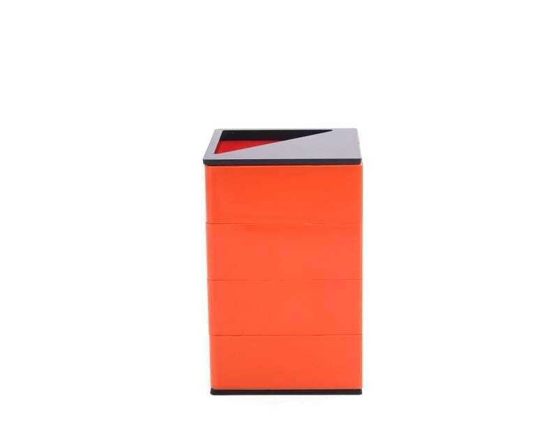 Franse Oranje Plastic Bureauorganizer Met Draaibare Lades En Pennenhouder, Jaren 1970 / Design, Space Age, Pop, Joe Colombo Bobby Stijl photo furniture