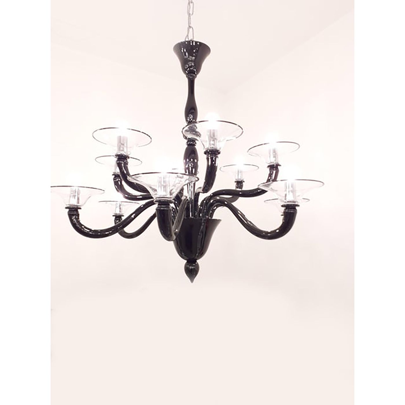 Italian Contemporary Black Murano Style Glass Chandelier photo vinterior
