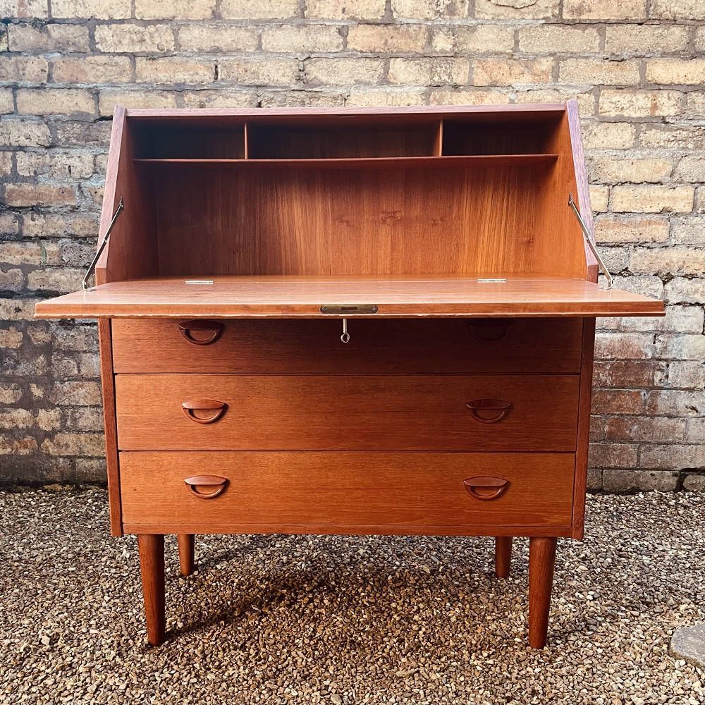 Mid Century Danish Teak Secretaire By Kai Kristiansen For Feldballes Møbelfabrik (1960s) photo vinterior