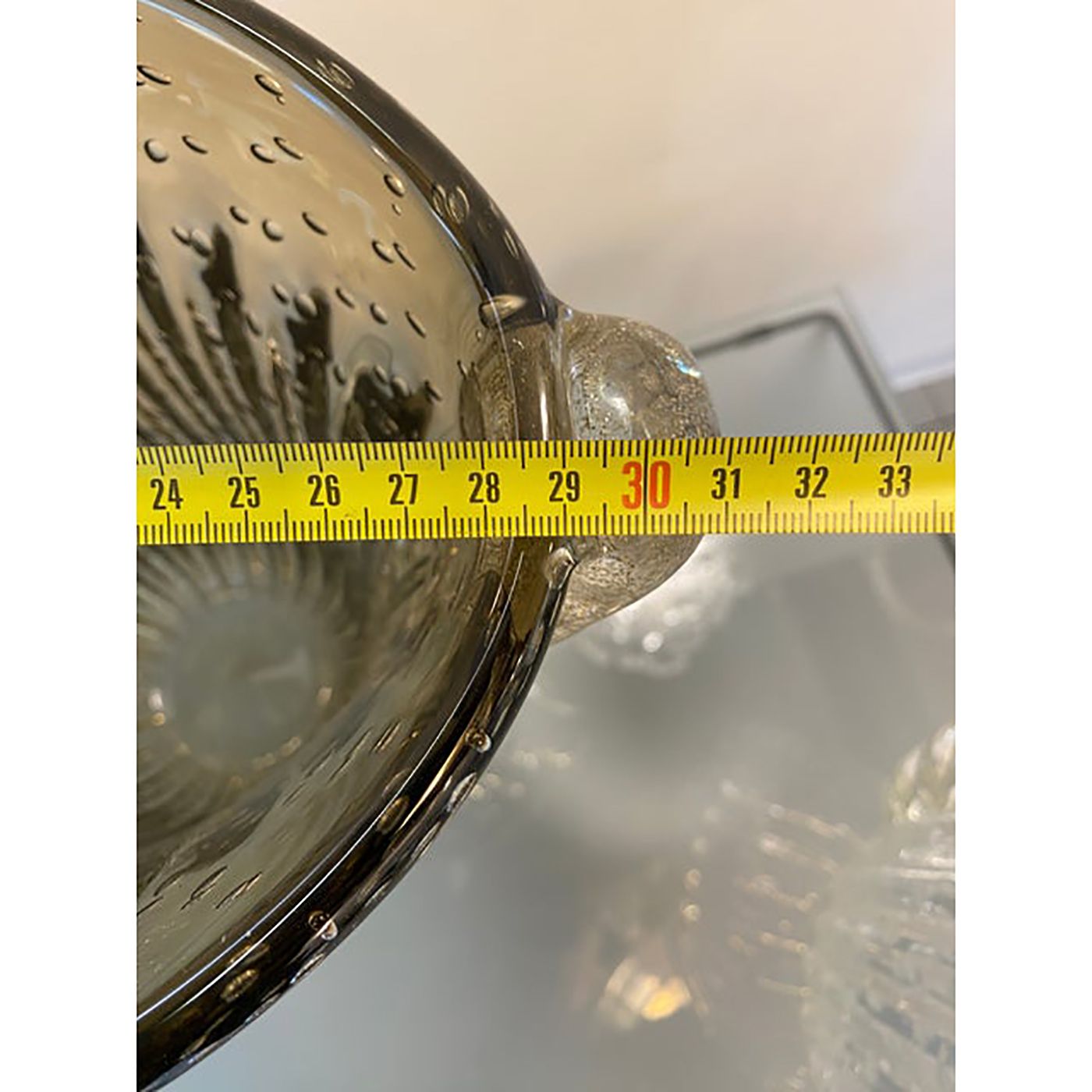 photo for sale Murano Style Glass Gray Vase With Gold And Bubble Air