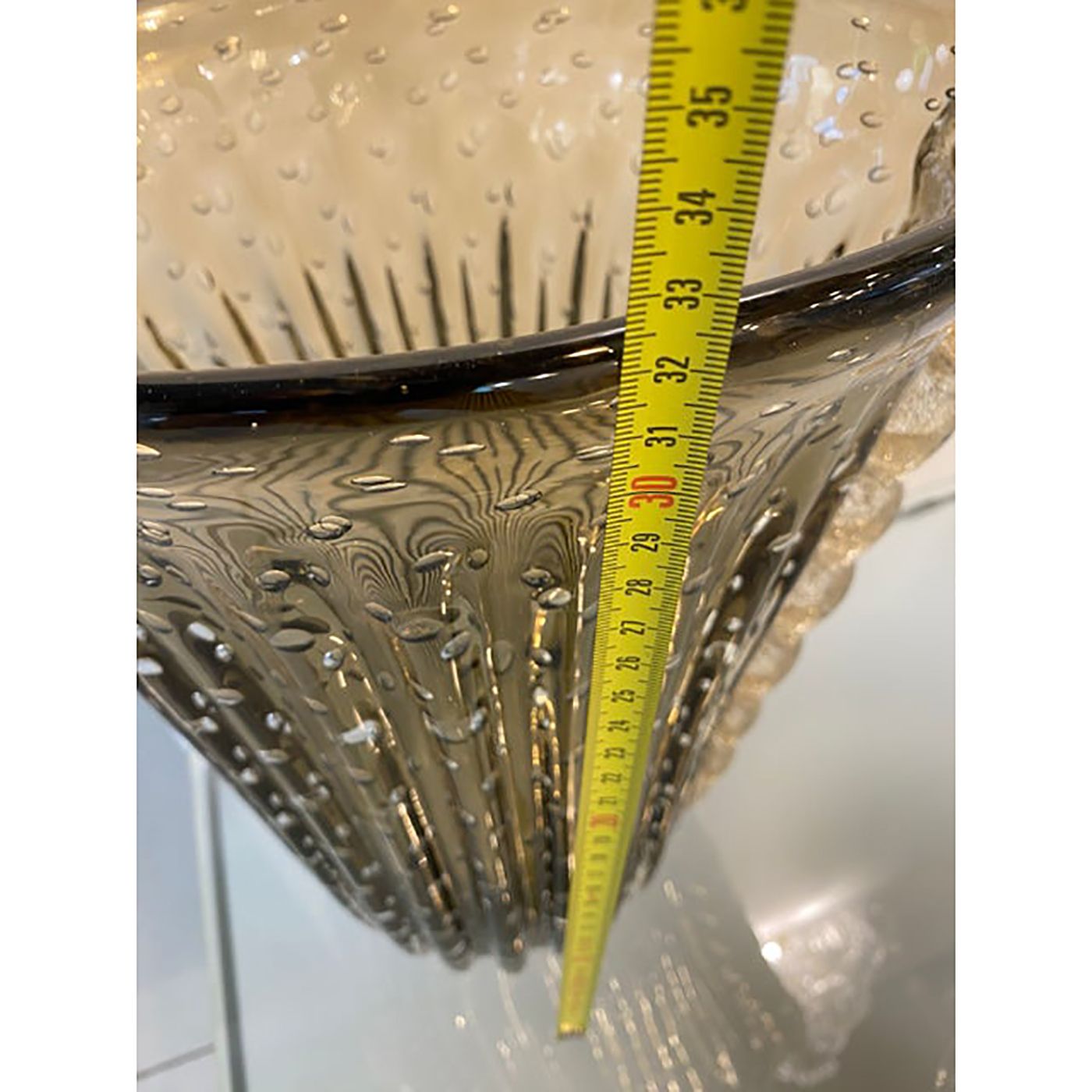Lighting Murano Style Glass Gray Vase With Gold And Bubble Air photo