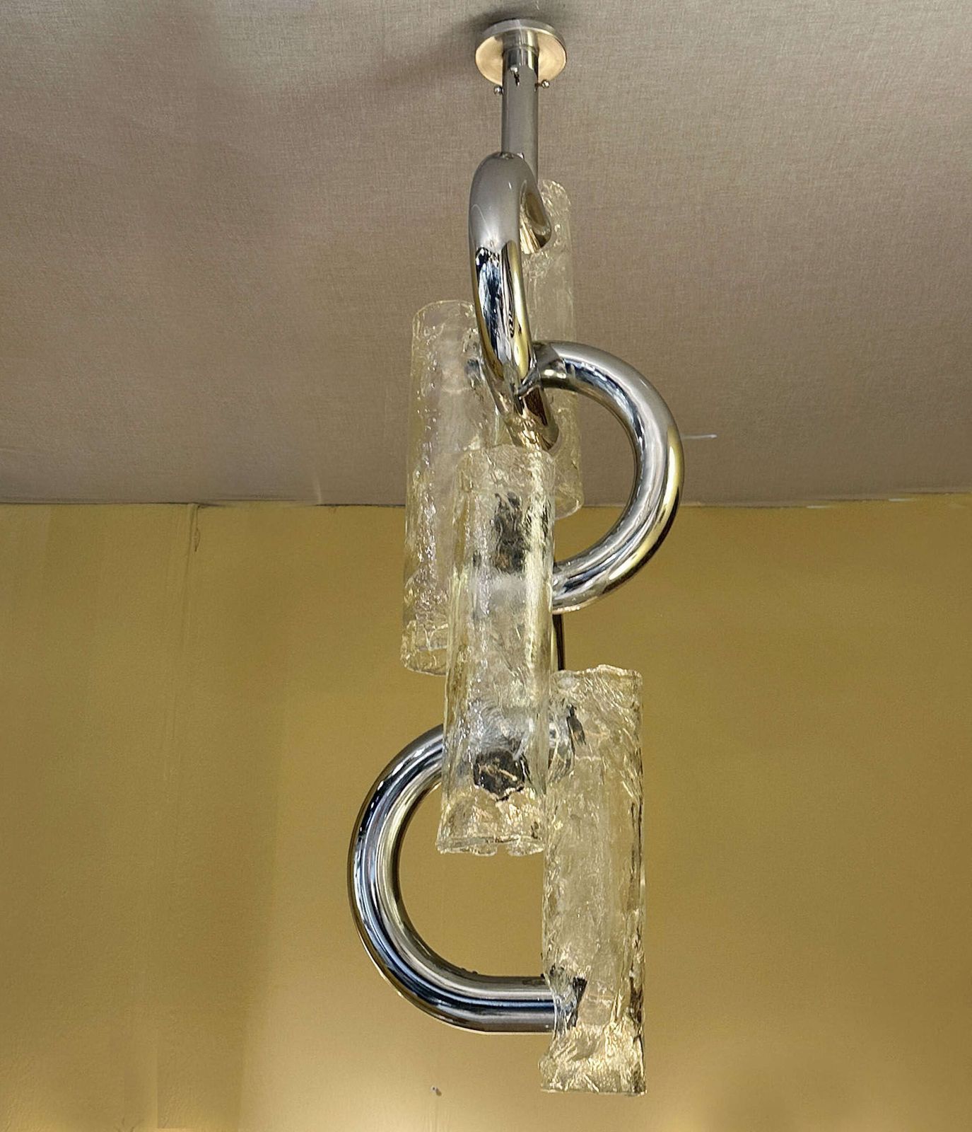 Rare Chandelier By Aldo Nason For Mazzega In Chrome And Murano Glass photo Lighting
