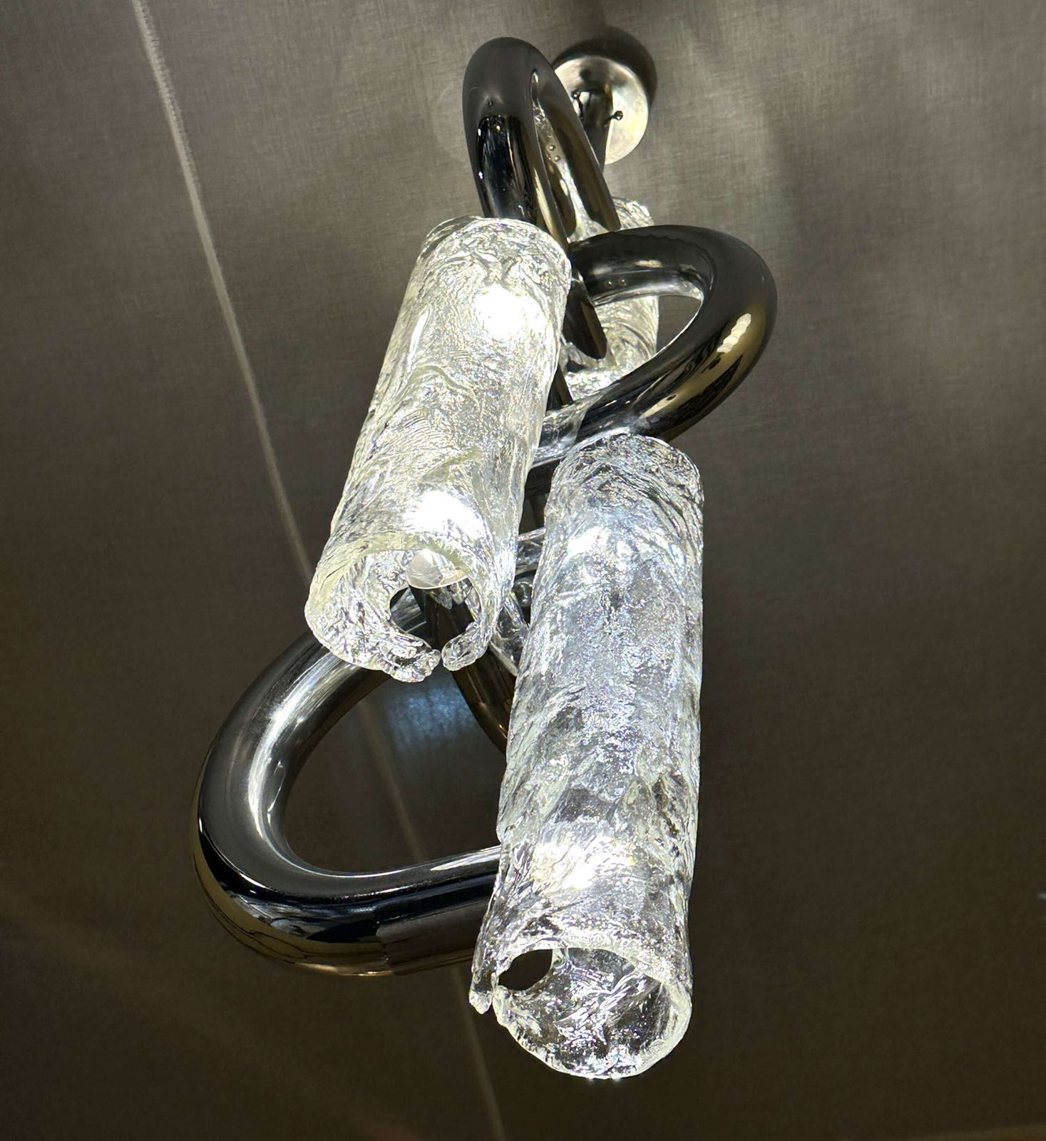 Rare Chandelier By Aldo Nason For Mazzega In Chrome And Murano Glass photo buy