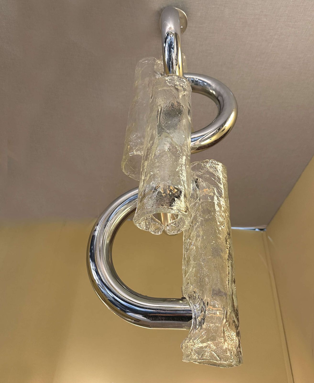 photo furniture Rare Chandelier By Aldo Nason For Mazzega In Chrome And Murano Glass