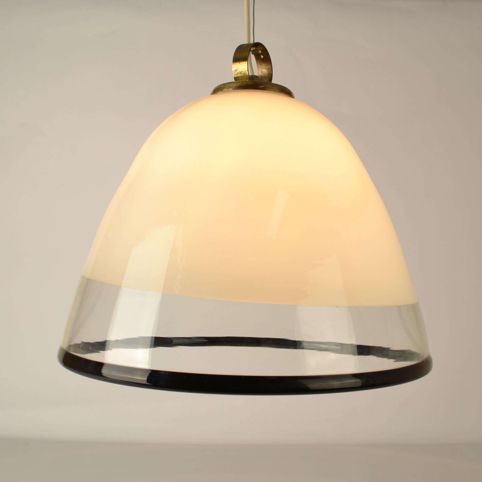 Large Renato Toso Glass Bell Shape Pendant For Leucos Murano 1960s photo furniture