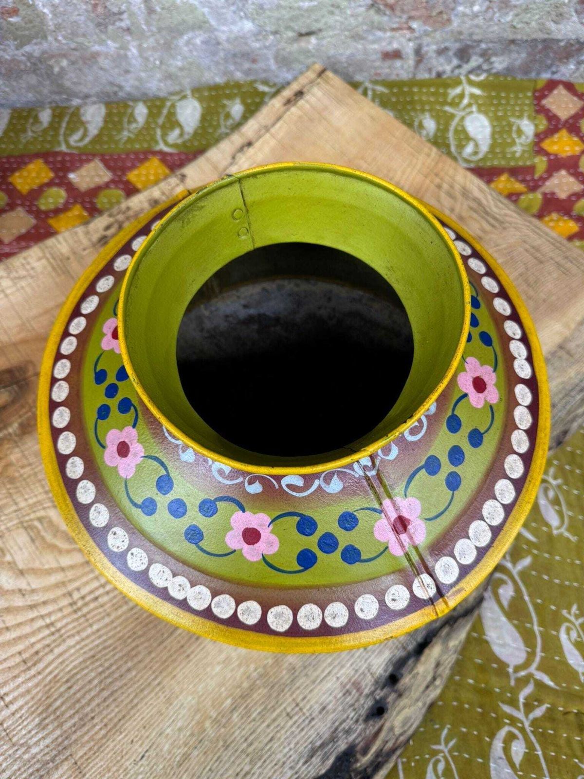 Vintage Painted Water Pot / Vase / Planter / Narrow Boat Ware Gypsy Art photo vinterior
