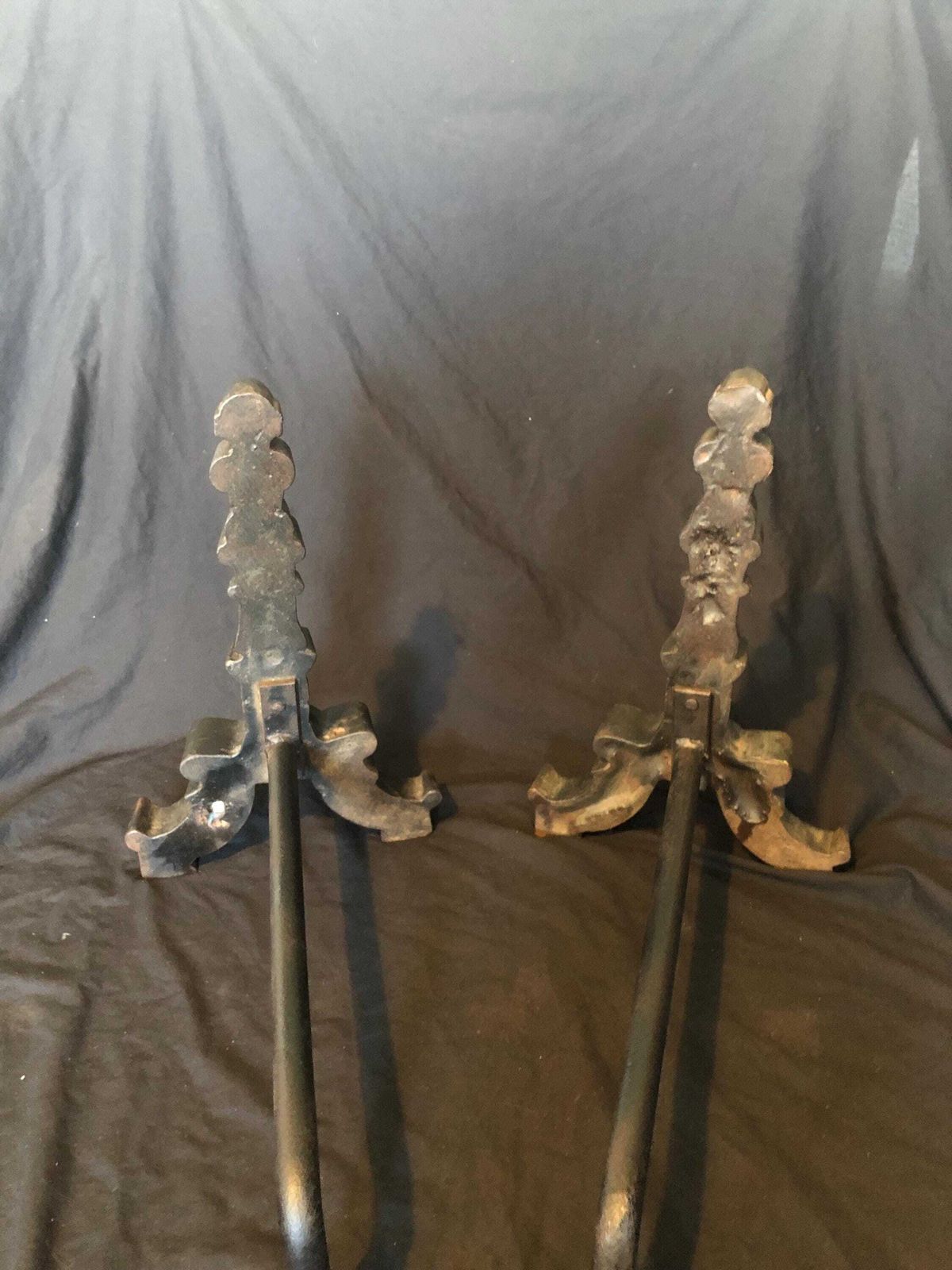Antique Victorian Cast Iron Fire Dogs Circa 1890,S photo for sale