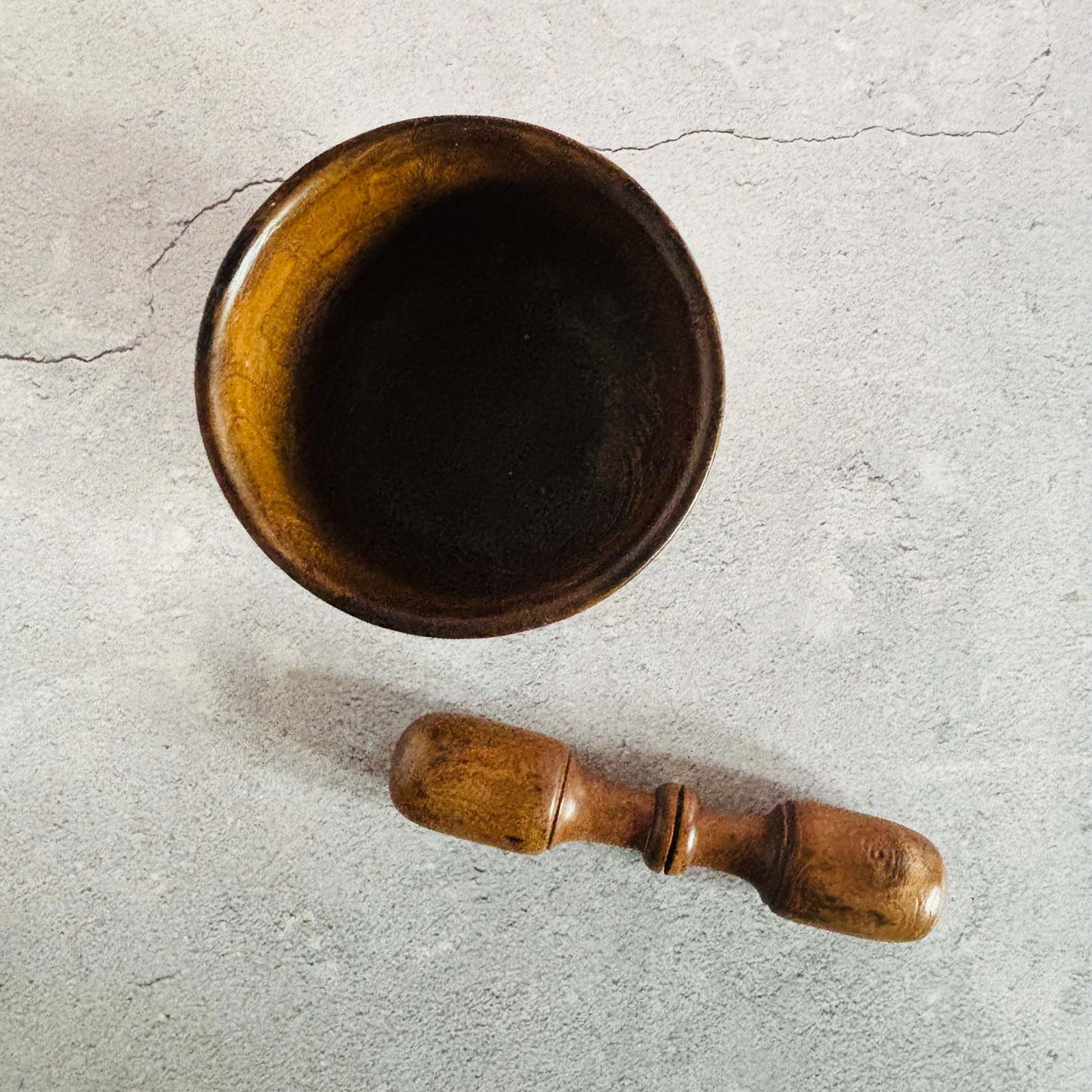Antique Wooden English Treen Mortar And Pestle photo vinterior
