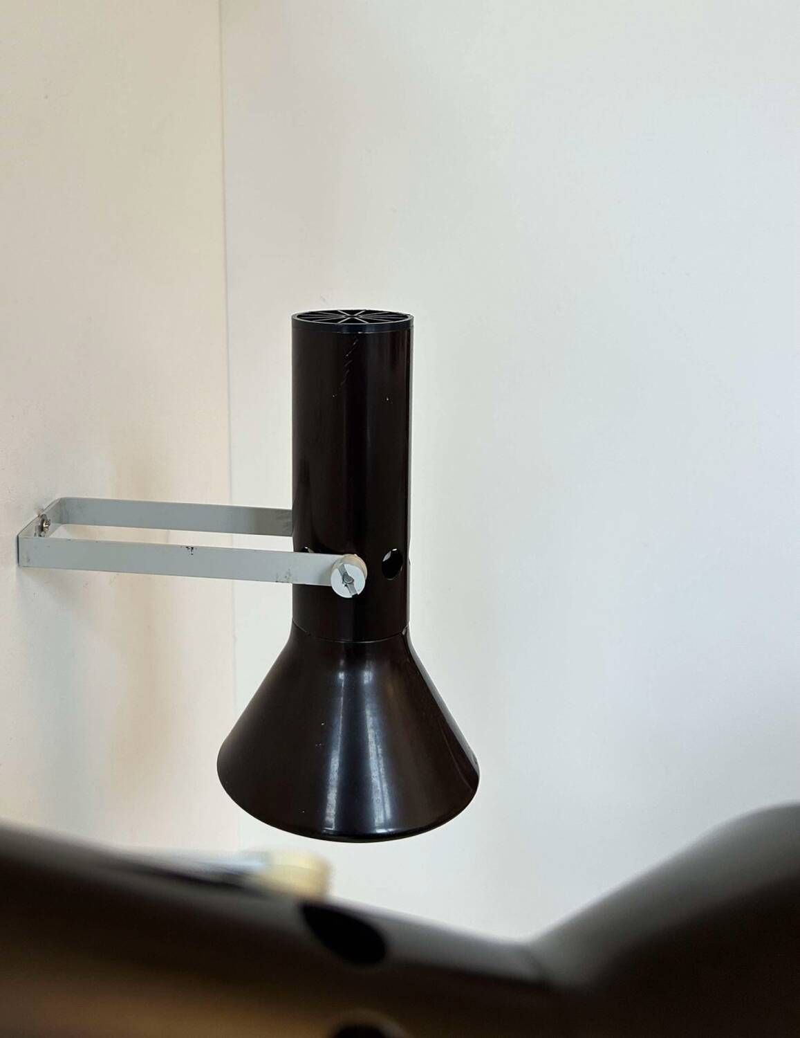 Pair Of Vintage Adjustable Wall Lights, Brown Metal, France 1970 photo for sale