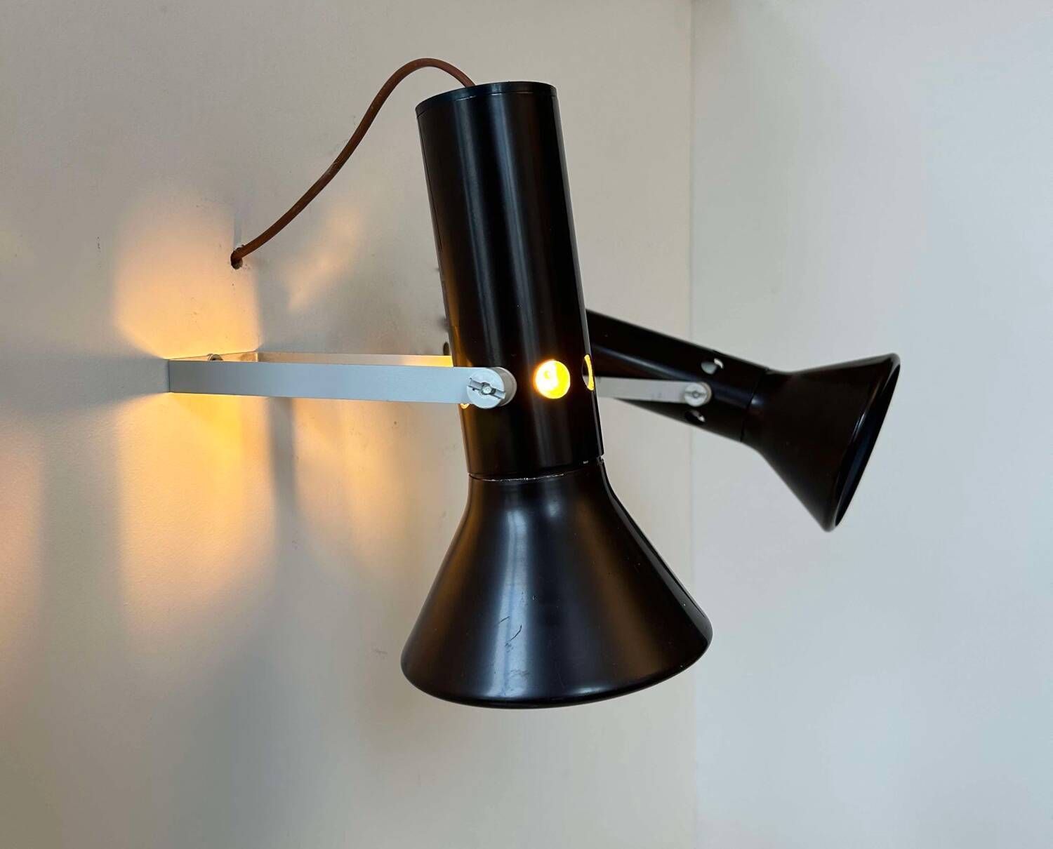 Pair Of Vintage Adjustable Wall Lights, Brown Metal, France 1970 photo 315.0