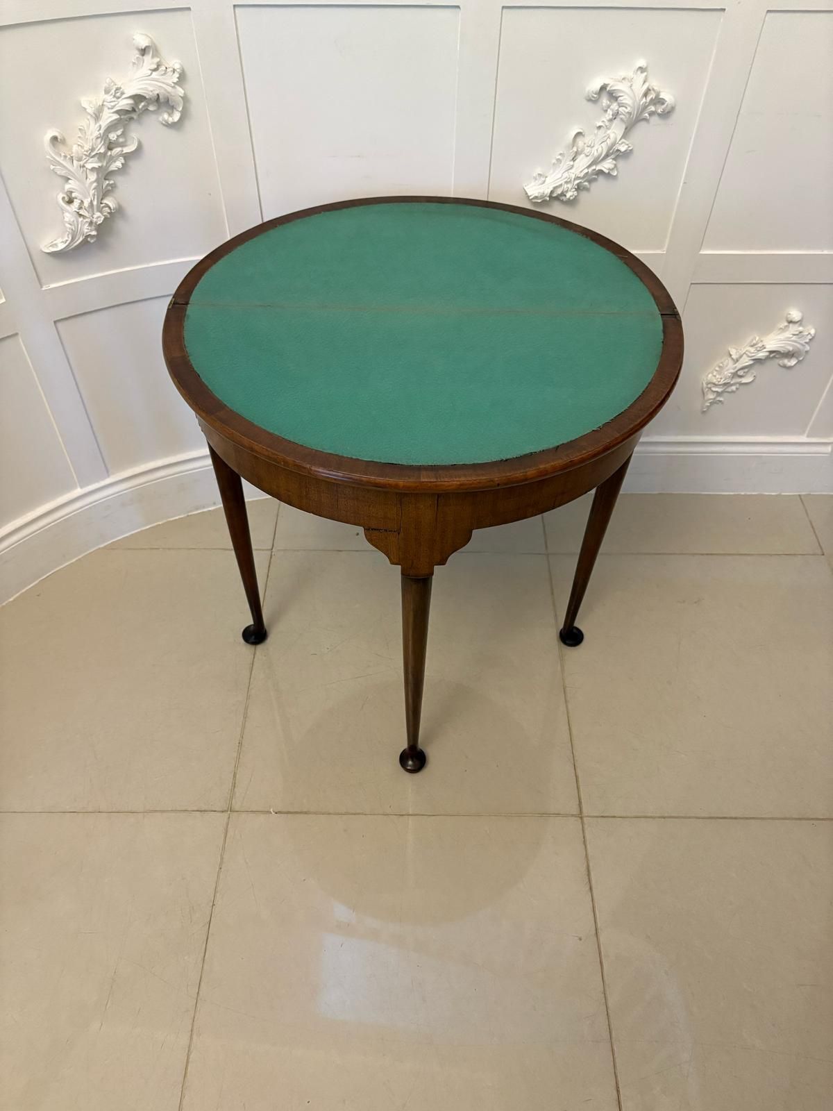 1445.0 Antique 19th Century Quality Mahogany Demi Lune Shaped Card Table photo