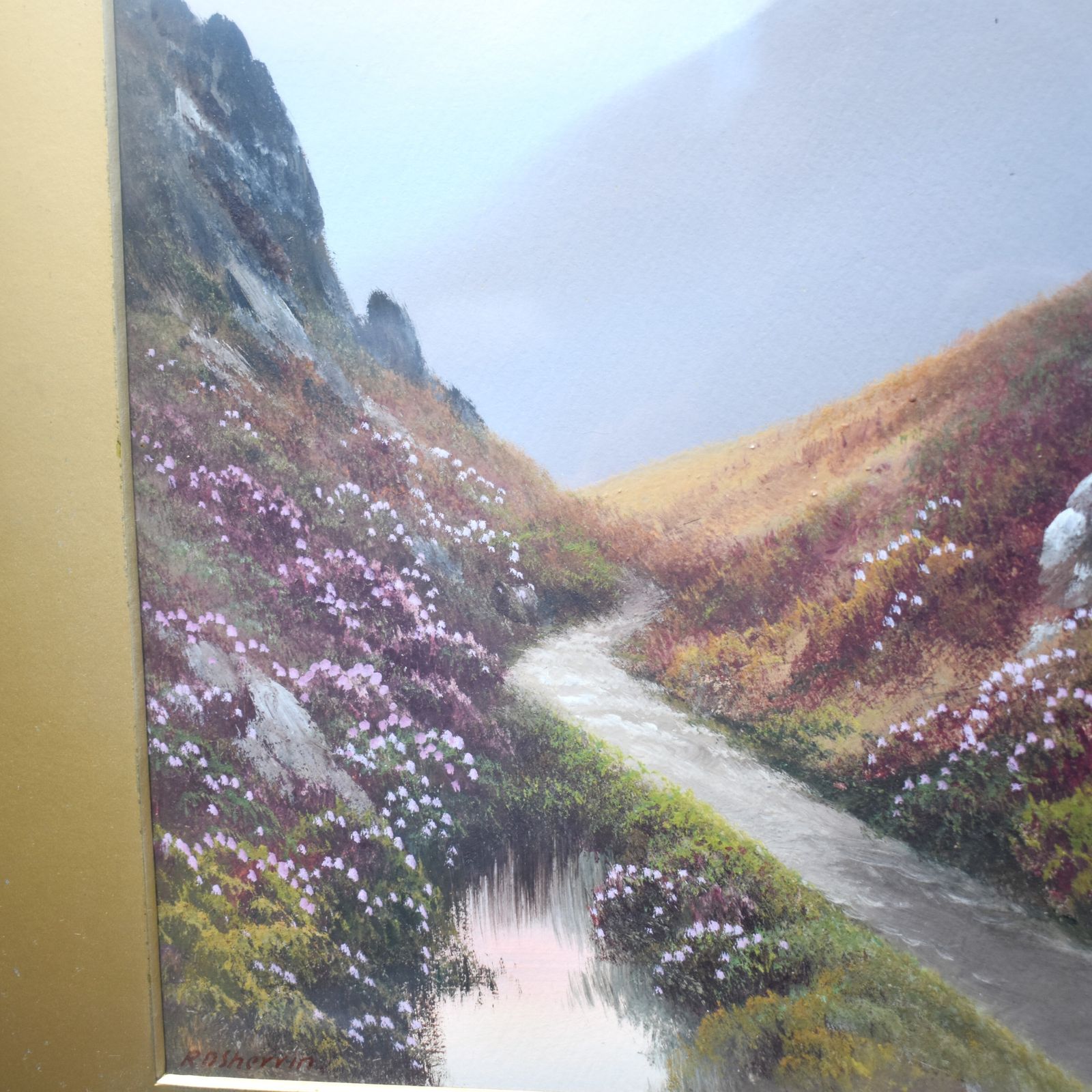Antique Reginald Daniel Sherrin Dartmoor Exmoor Watercolour Framed Painting Pair photo for sale