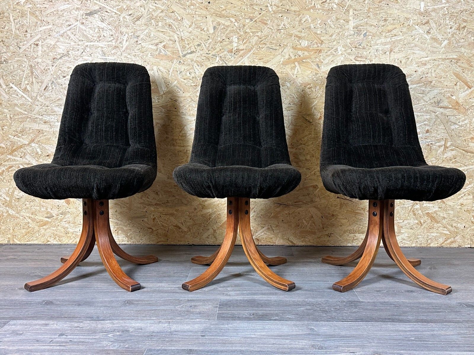 3x 60s 70s Chair Swivel Dining Chair Mid Century Danish Modern Design photo for sale