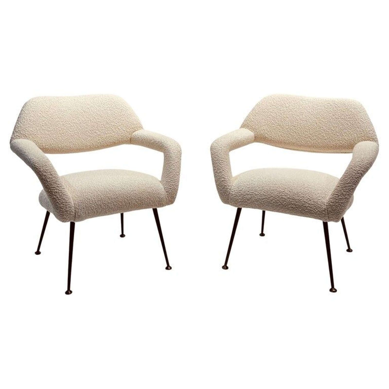 Pair Of Lounge Chairs Gastone Rinaldi Italy 1954 Upholstered In Pierre