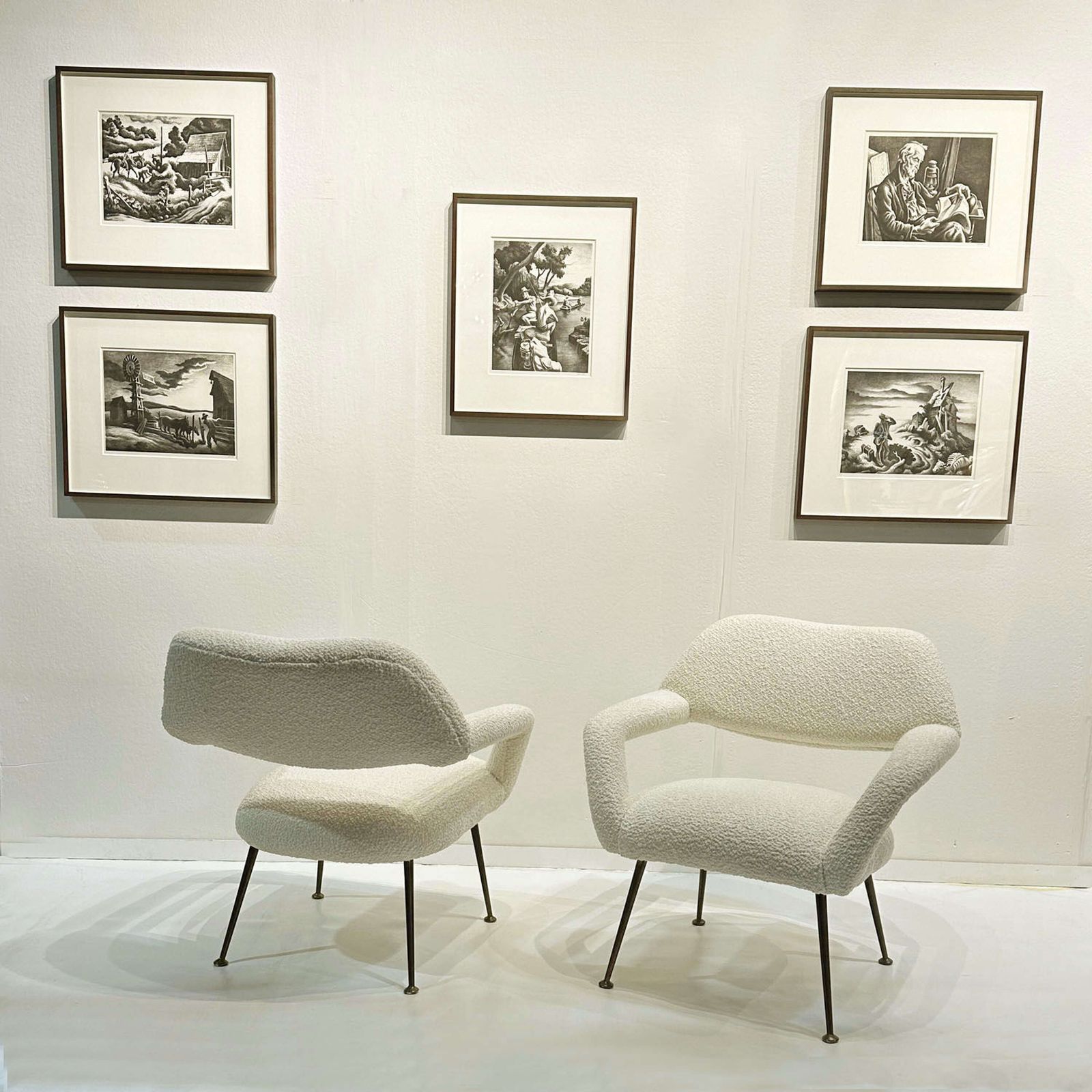 Pair Of Lounge Chairs Gastone Rinaldi Italy 1954 Upholstered In Pierre photo buy