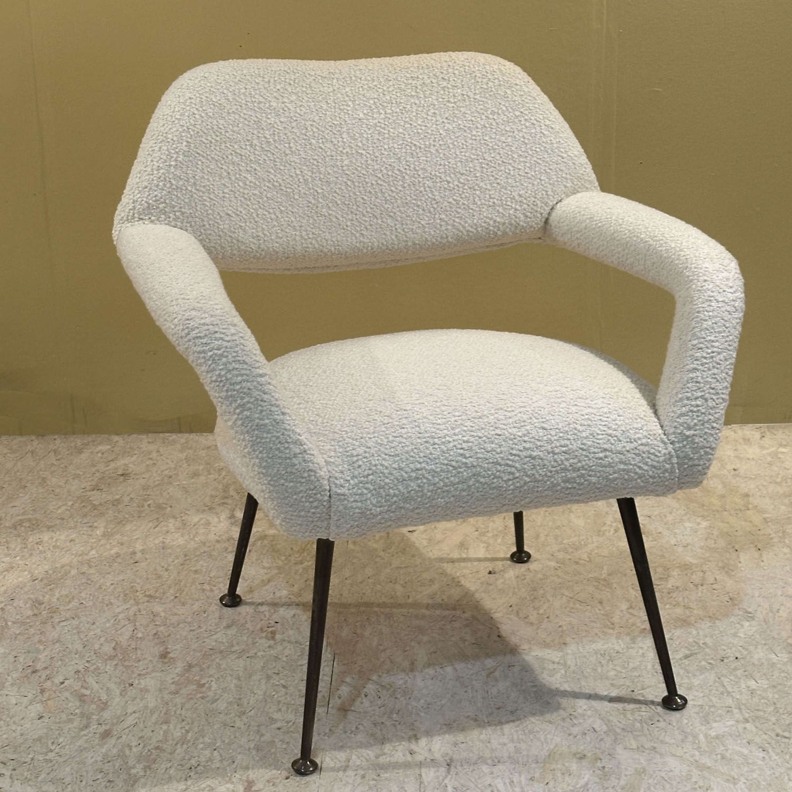 photo for sale Pair Of Lounge Chairs Gastone Rinaldi Italy 1954 Upholstered In Pierre