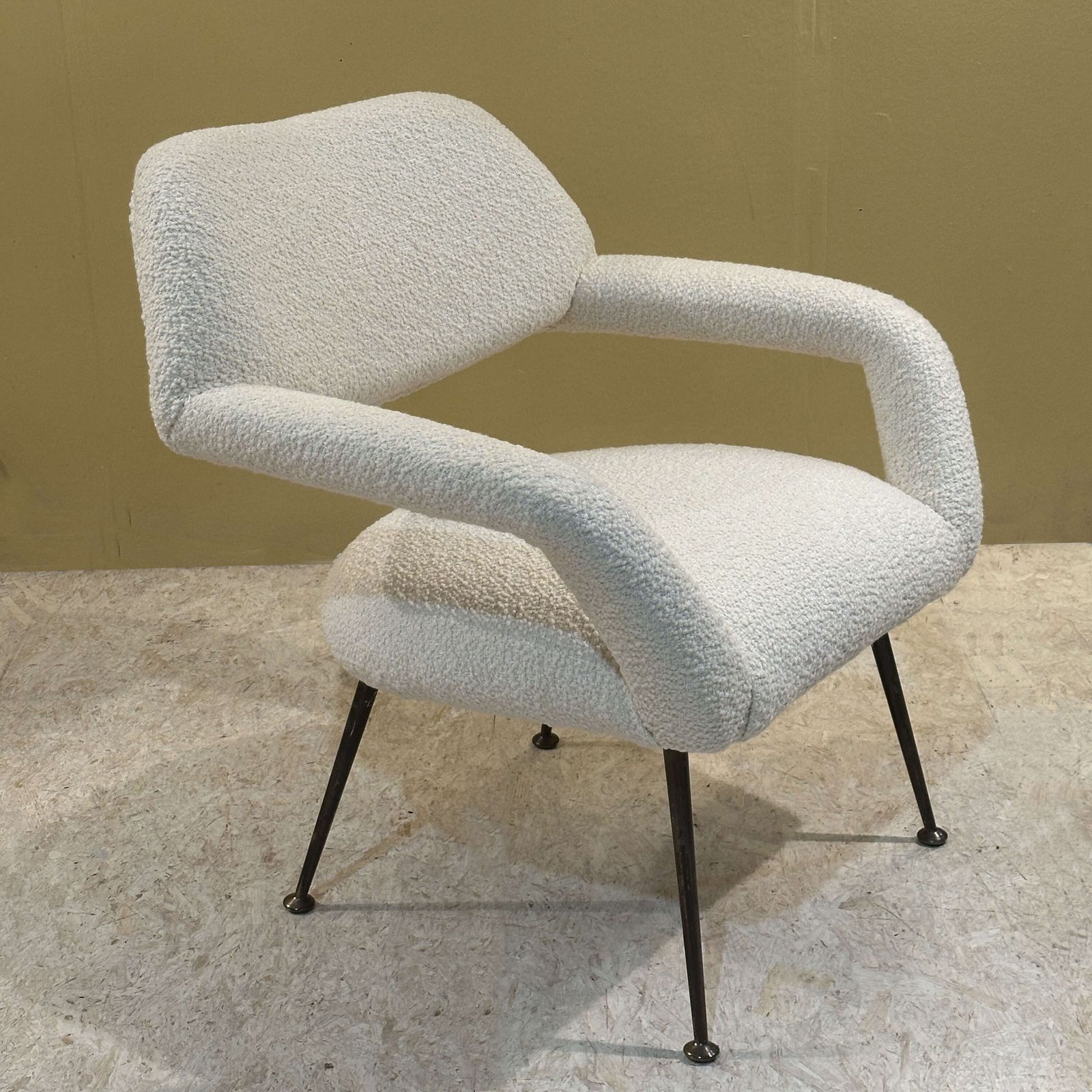 Furniture Pair Of Lounge Chairs Gastone Rinaldi Italy 1954 Upholstered In Pierre photo