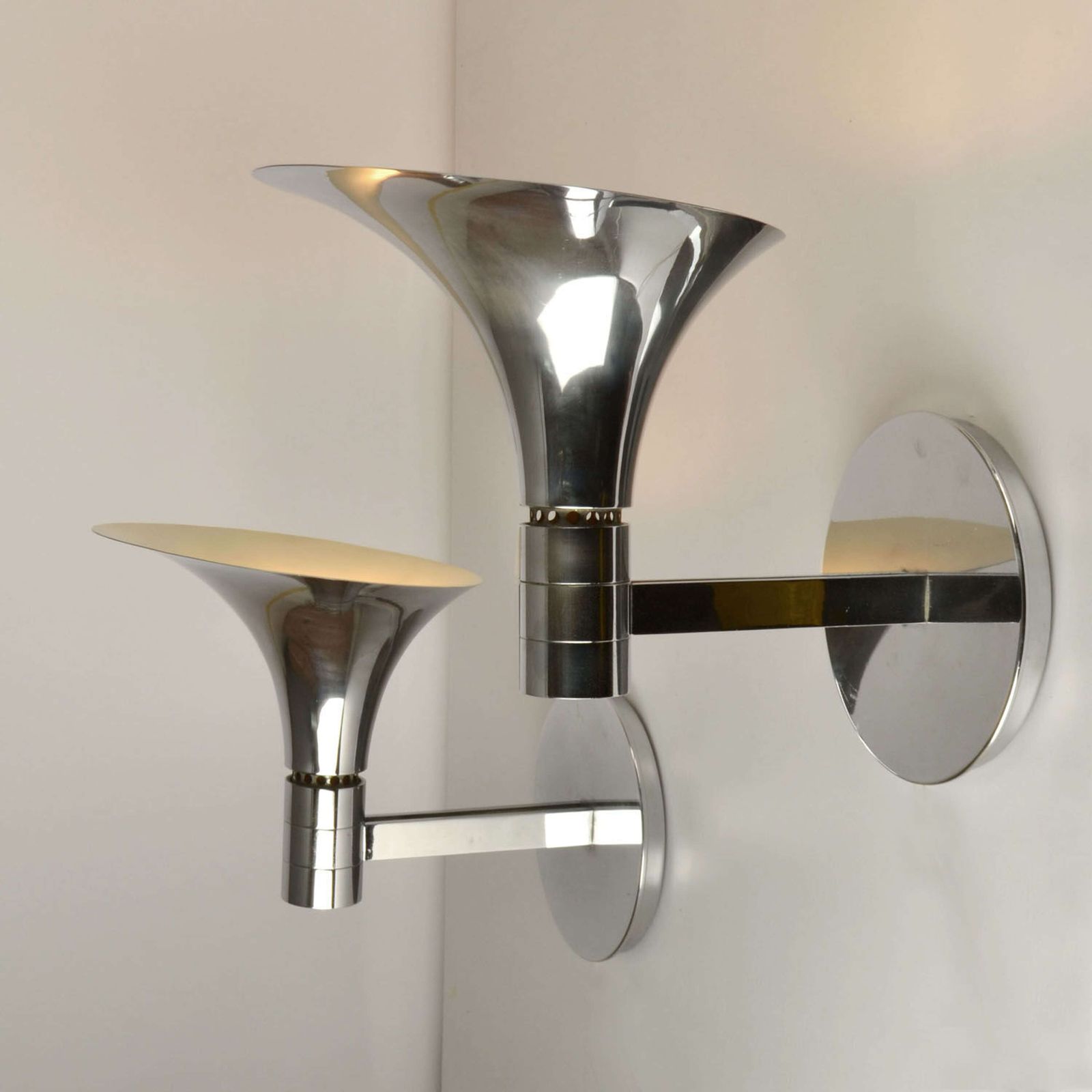 Pair Of Chrome Wall Lights By Franco Albini & Franca Heig 1960's Italy photo Lighting