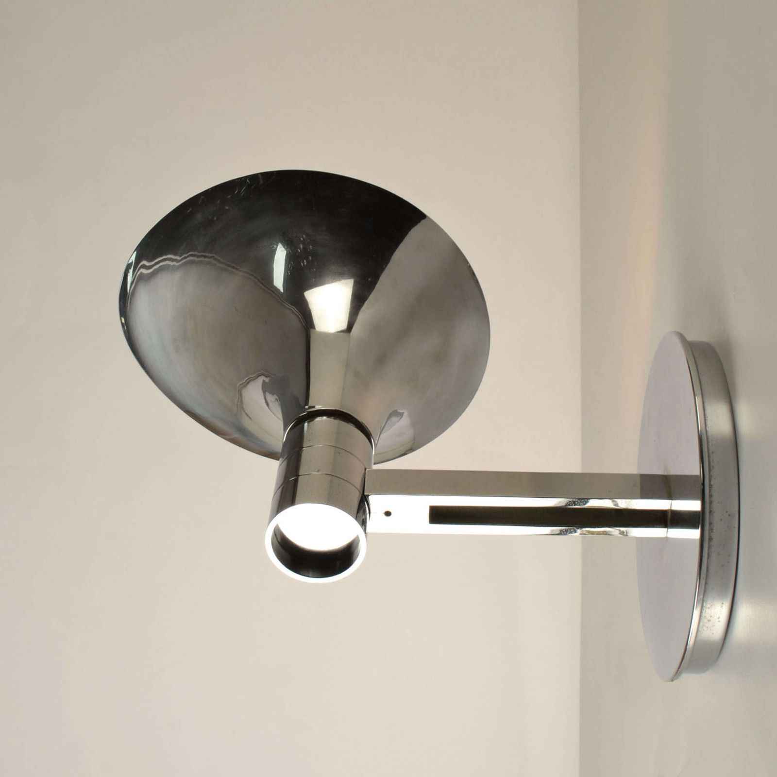 photo for sale Pair Of Chrome Wall Lights By Franco Albini & Franca Heig 1960's Italy