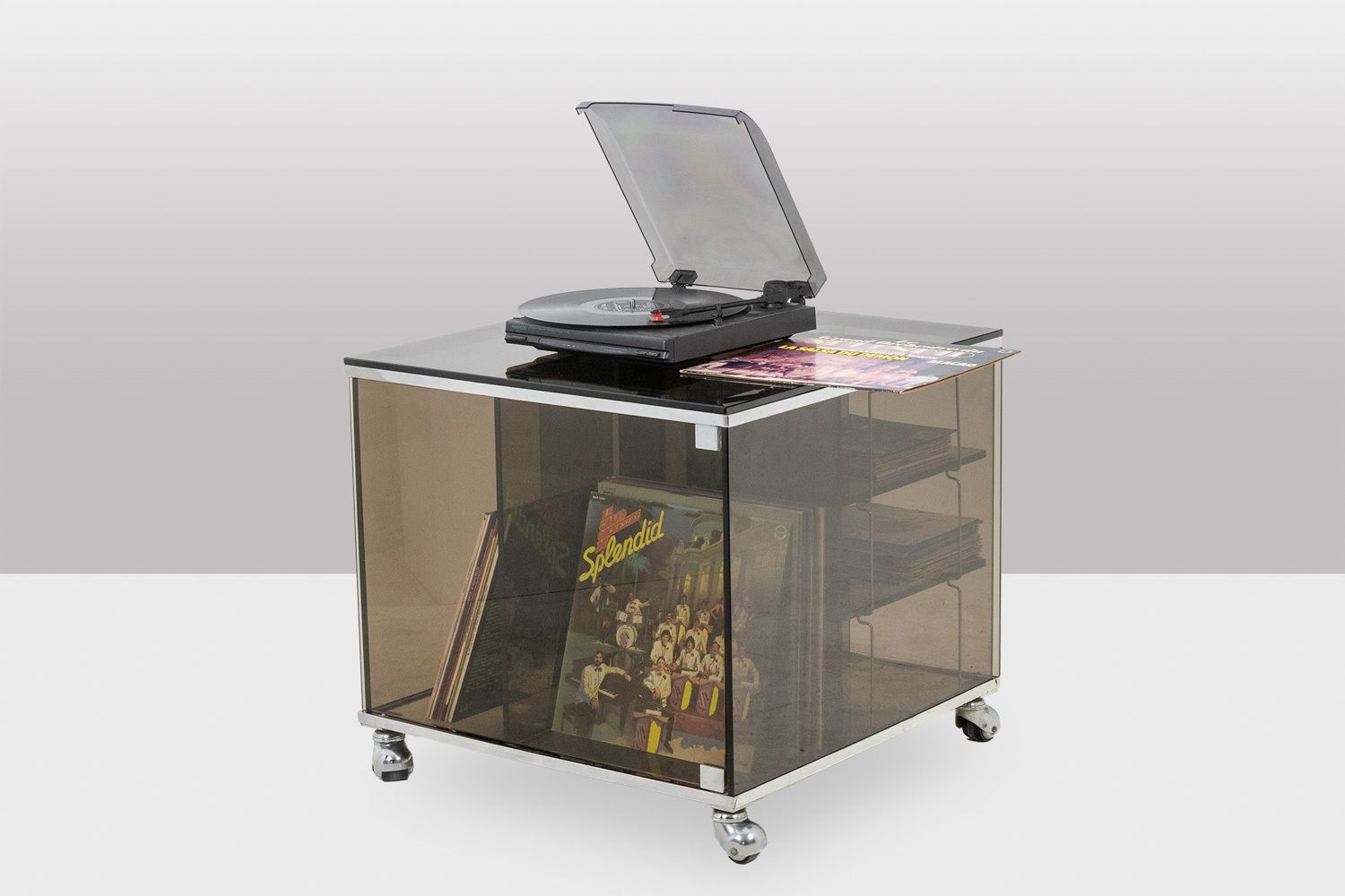 Maison Jansen. Furniture For Vinyls In Smoked Glass. 1970s. photo buy