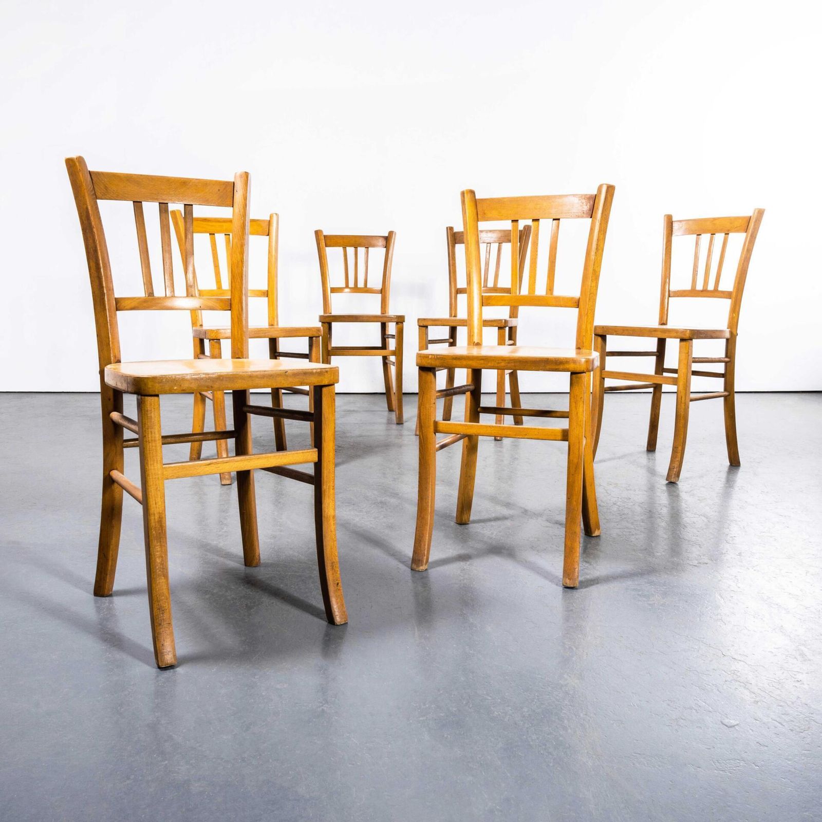 1950’s Blonde Farmhouse Dining Chairs With Square Legs – Set Of Six photo for sale