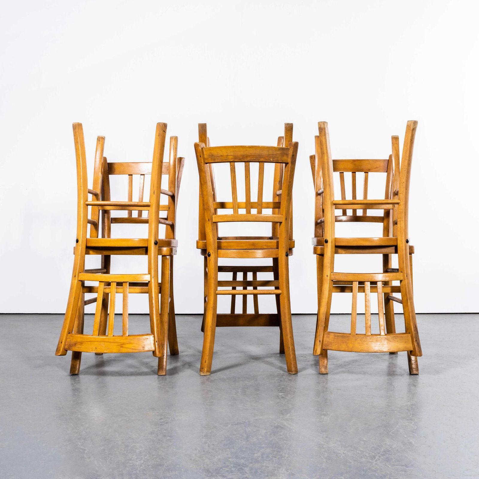 1950’s Blonde Farmhouse Dining Chairs With Square Legs – Set Of Six photo 834.0