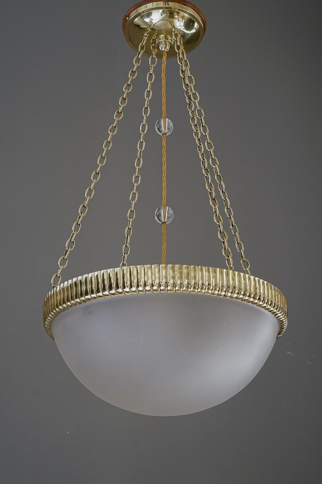 Otto Prutscher Chandelier With Original Glass Shade Vienna Around 1908 photo Lighting