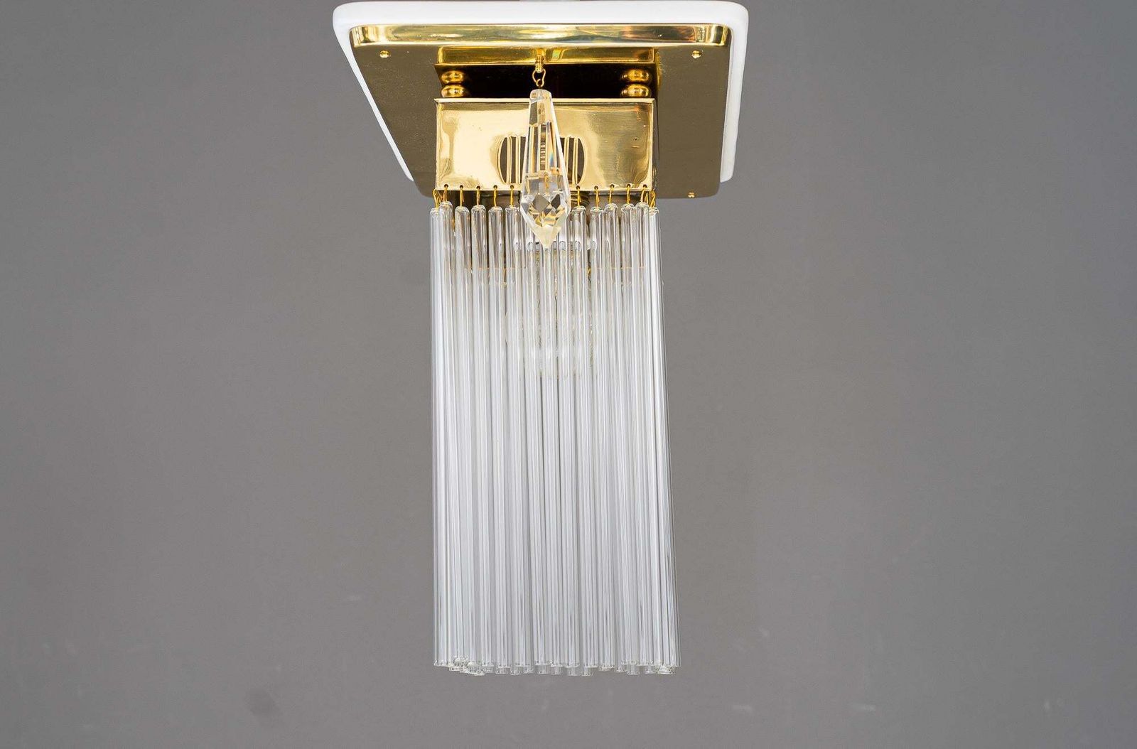 Art Deco Ceiling Lamp With Glass Sticks Vienna Around 1920s photo vinterior