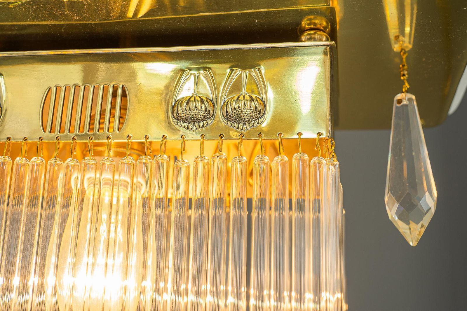 photo for sale Art Deco Ceiling Lamp With Glass Sticks Vienna Around 1920s