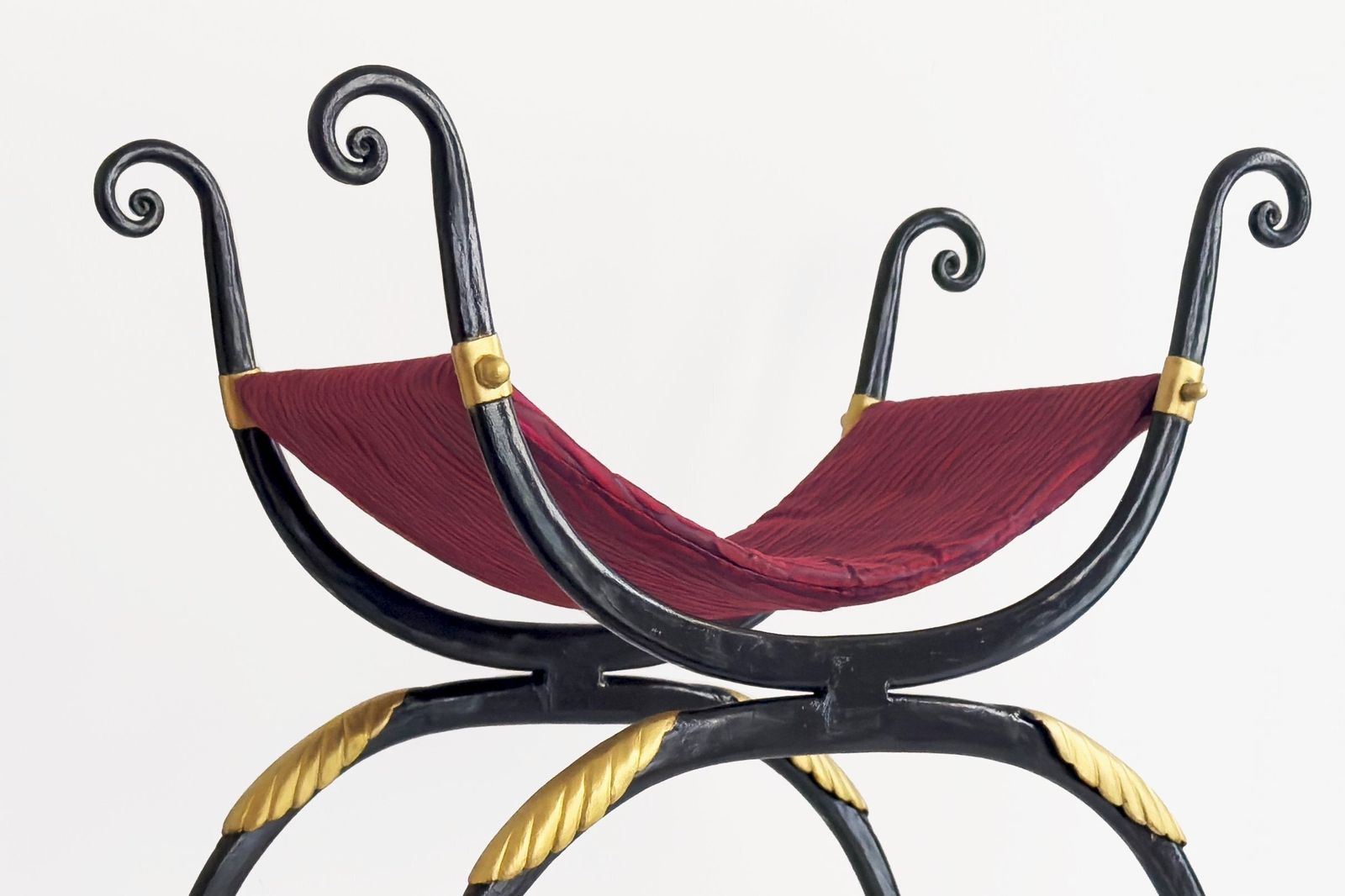 20th Century Stool In Wrought Iron Inspired By The Curule Chair, French Design photo for sale