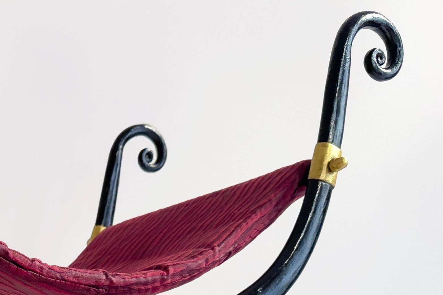 20th Century Stool In Wrought Iron Inspired By The Curule Chair, French Design photo vinterior