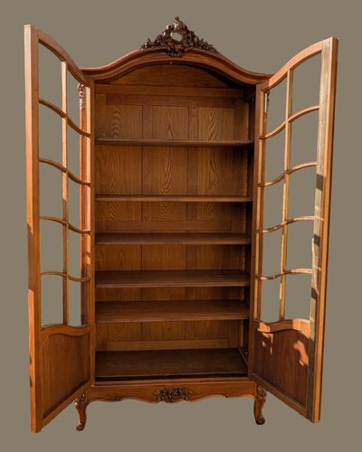 1650.0 Antique French Walnut Bookcase Cabinet photo
