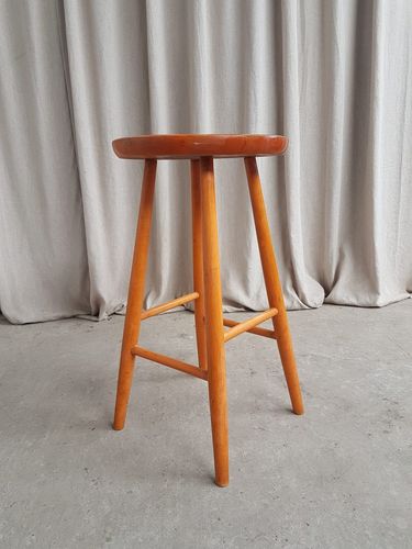 Vtg Mid Century Hagafors Stolefabrik Swedish Scandi Beech Stool Danish R743 photo Furniture