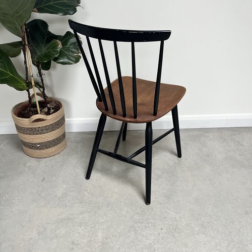 Vintage Mid Century Danish Dining Chair By Farstrup 1970s Teak And Ebonised photo vintage