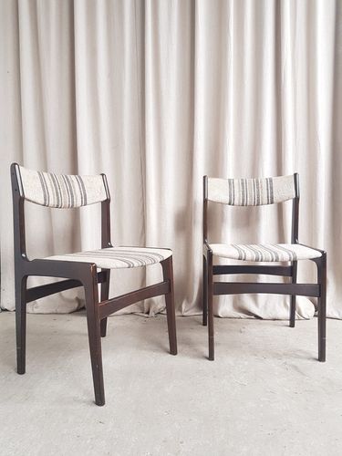 Vtg Mid Century Pair Set 2 Danish Dining Chairs By Erik Buch Scandi Retro R758
