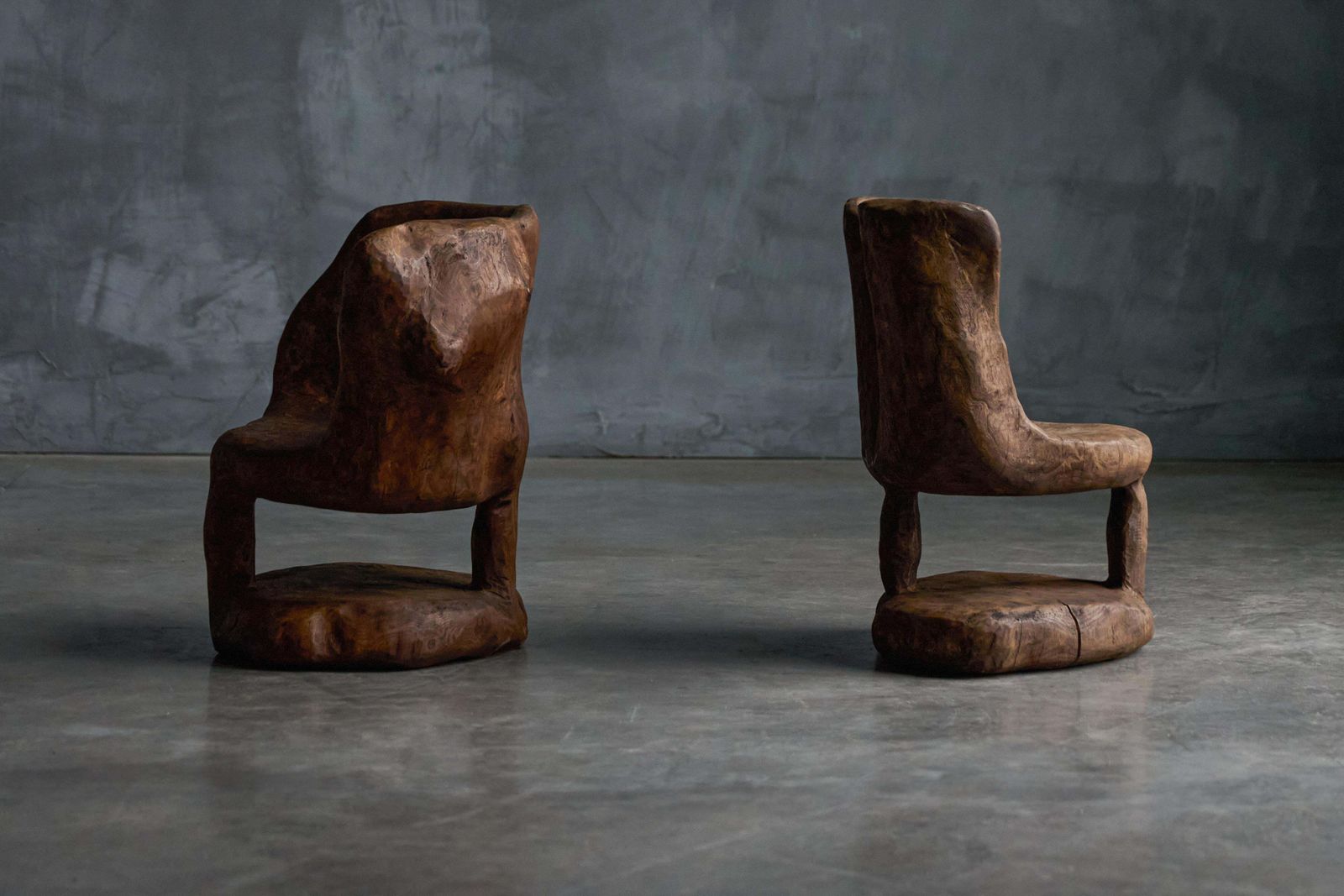 Brutalist Monoxyle Chairs, France, 1980s photo furniture