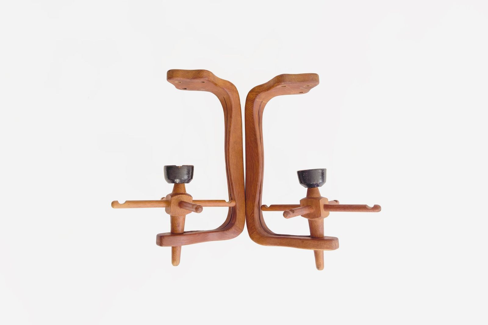 photo furniture 20th Century Guillerme, Chambron And Danikowski Chandelier In Oak And Opaline Shades With Ceramic Bulb Holders